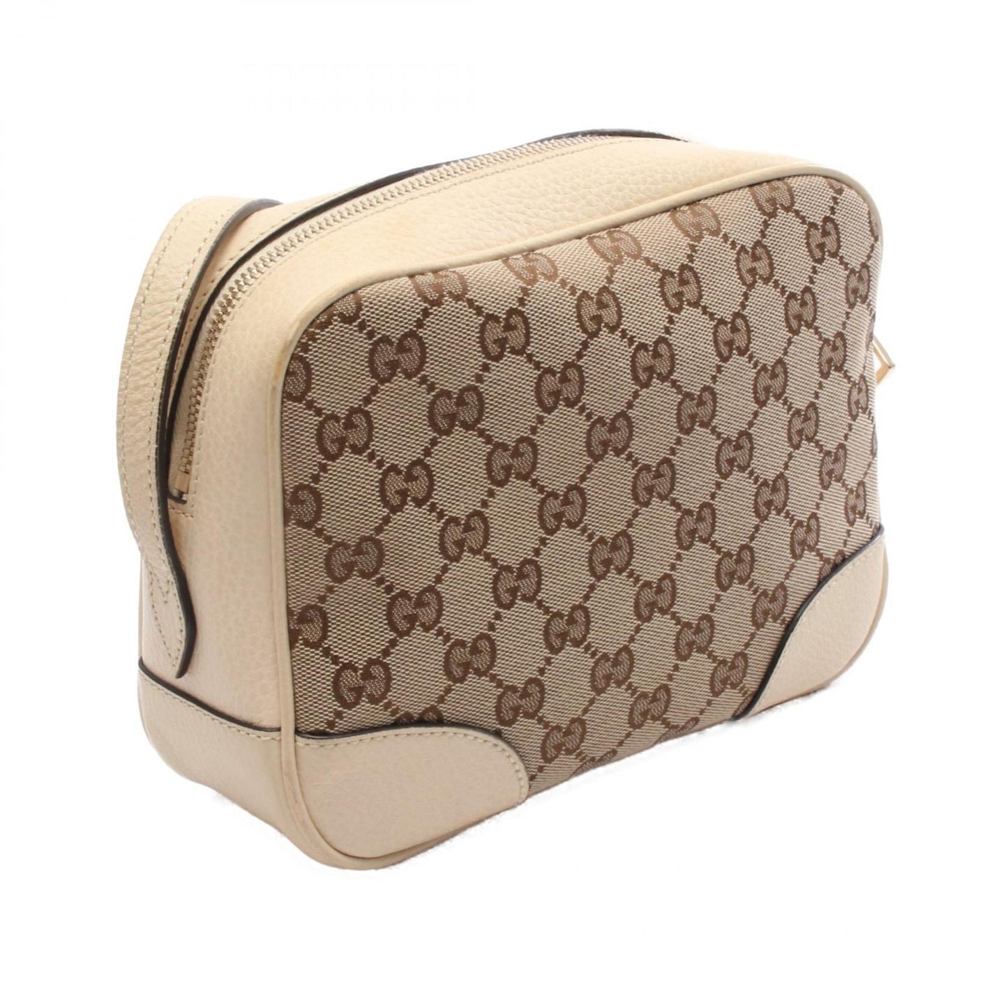 Gucci Beige Ivory Gg Canvas Leather Shoulder Bag ( )