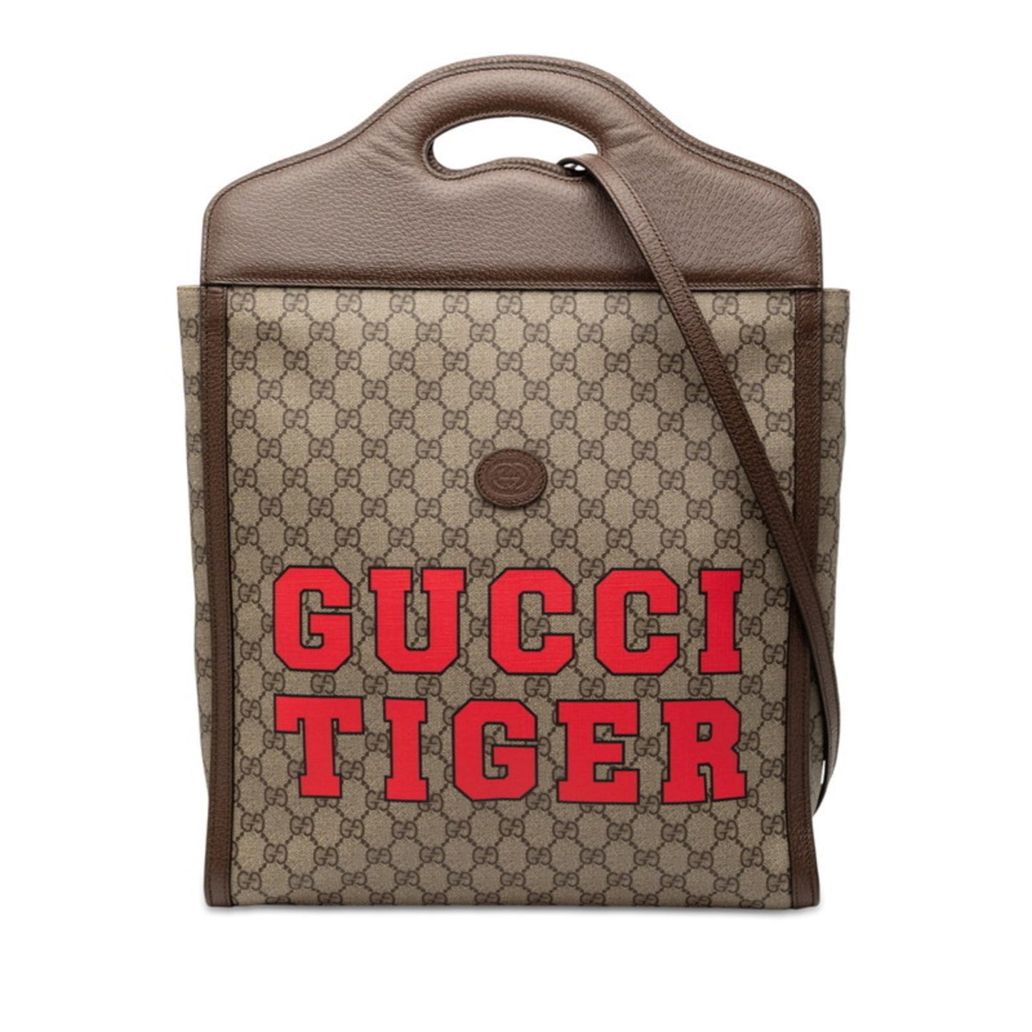 Gucci Beige Brown Red Color Pvc Leather Shoulder Bag Tote Bag ( )