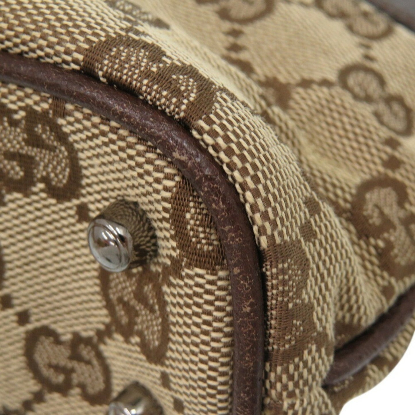 Gucci Beige Gg Canvas Leather Handbag Shoulder Bag ( )