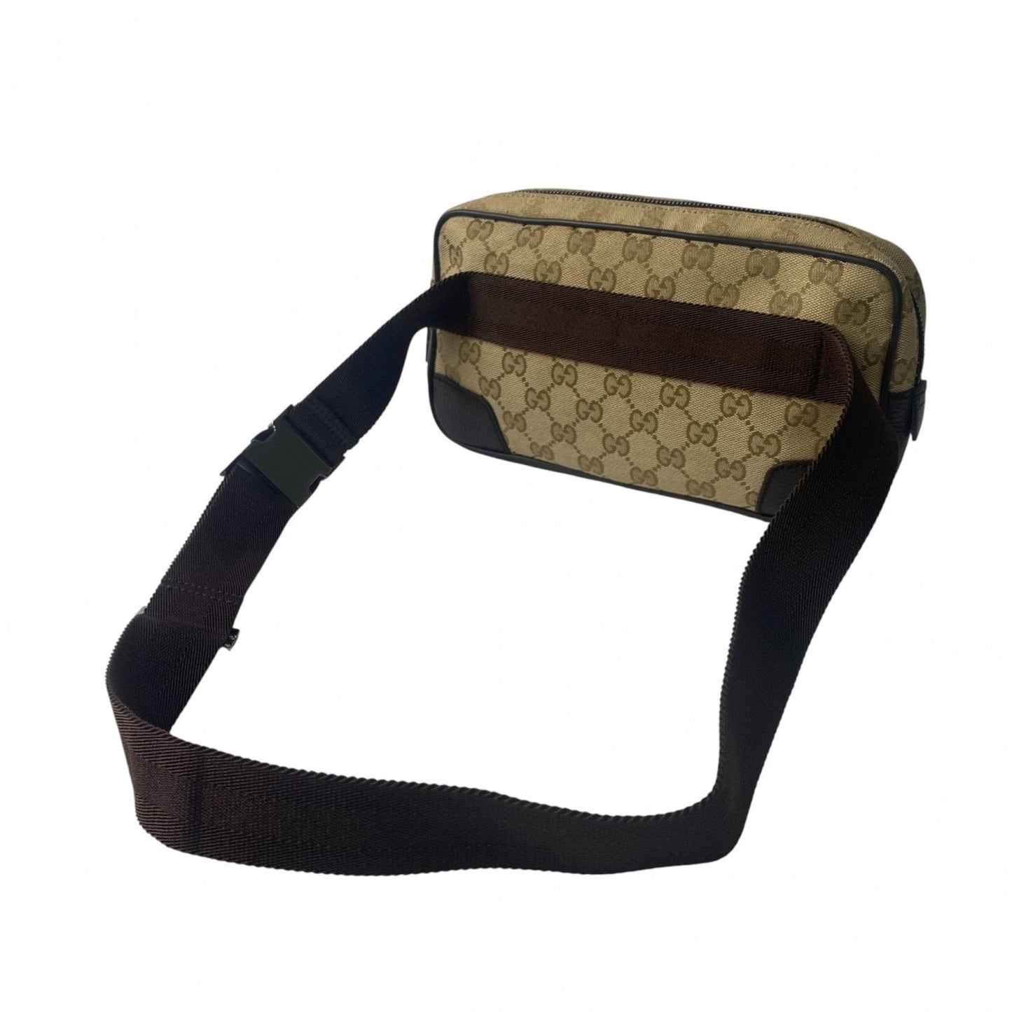 Gucci Brown Canvas Leather Pouch Sling Bag ( )