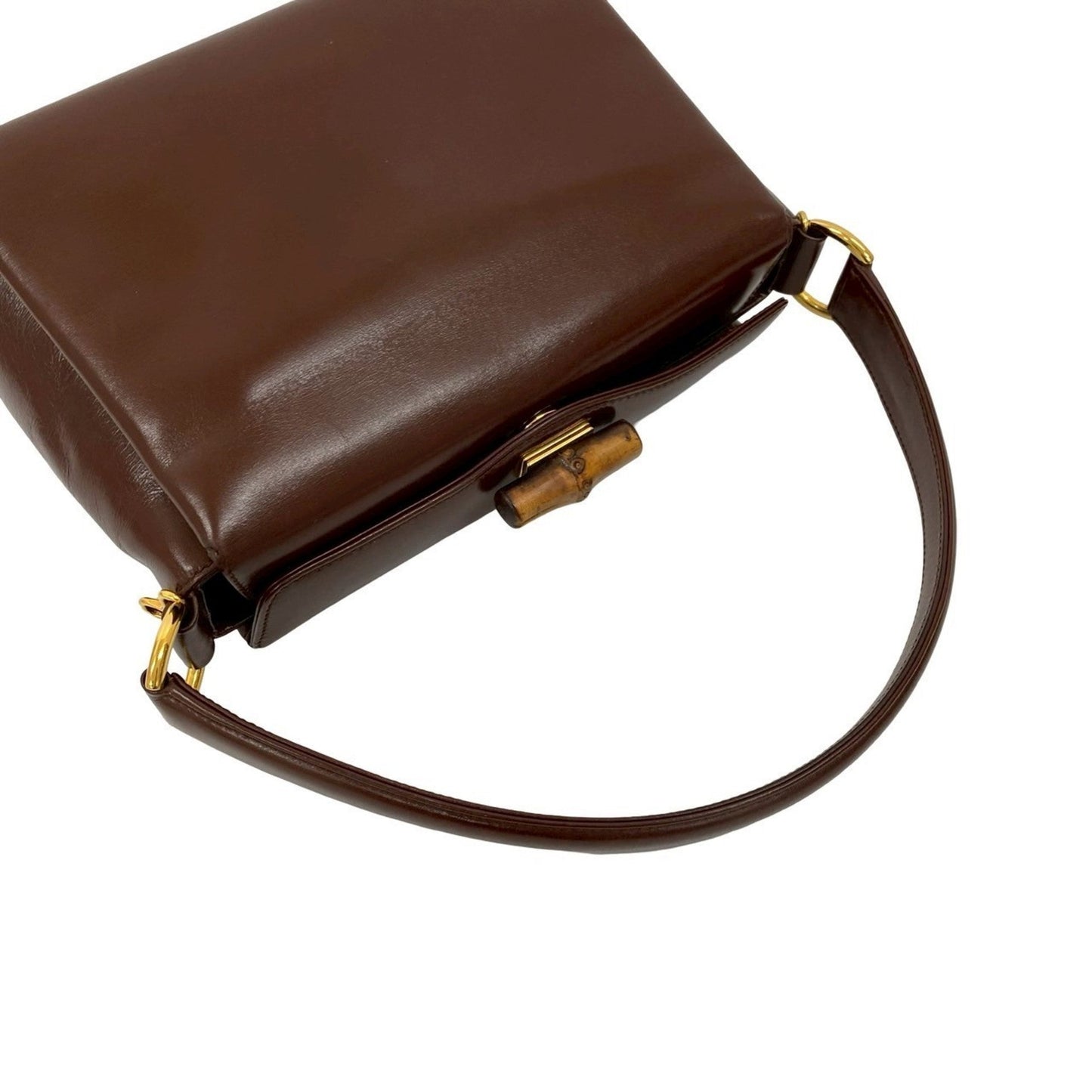 Gucci Brown Bamboo Leather Handbag Shoulder Bag ( )
