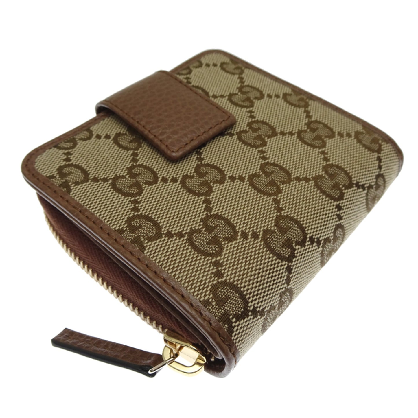Gucci Beige Brown Gg Canvas Leather Wallet (Bi-Fold) ( )