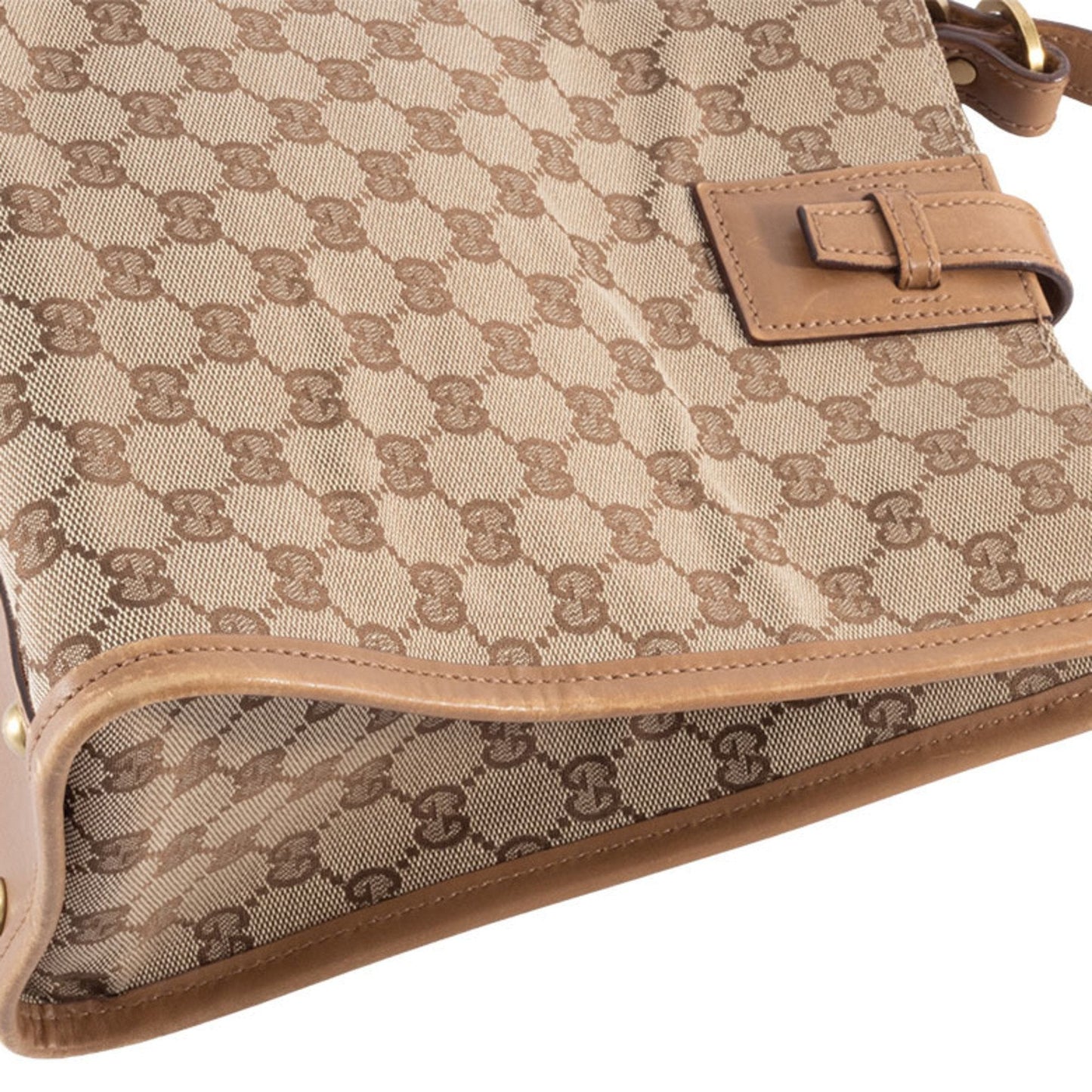 Gucci Gg Canvas Beige Brown Gg Canvas Leather Shoulder Bag ( )