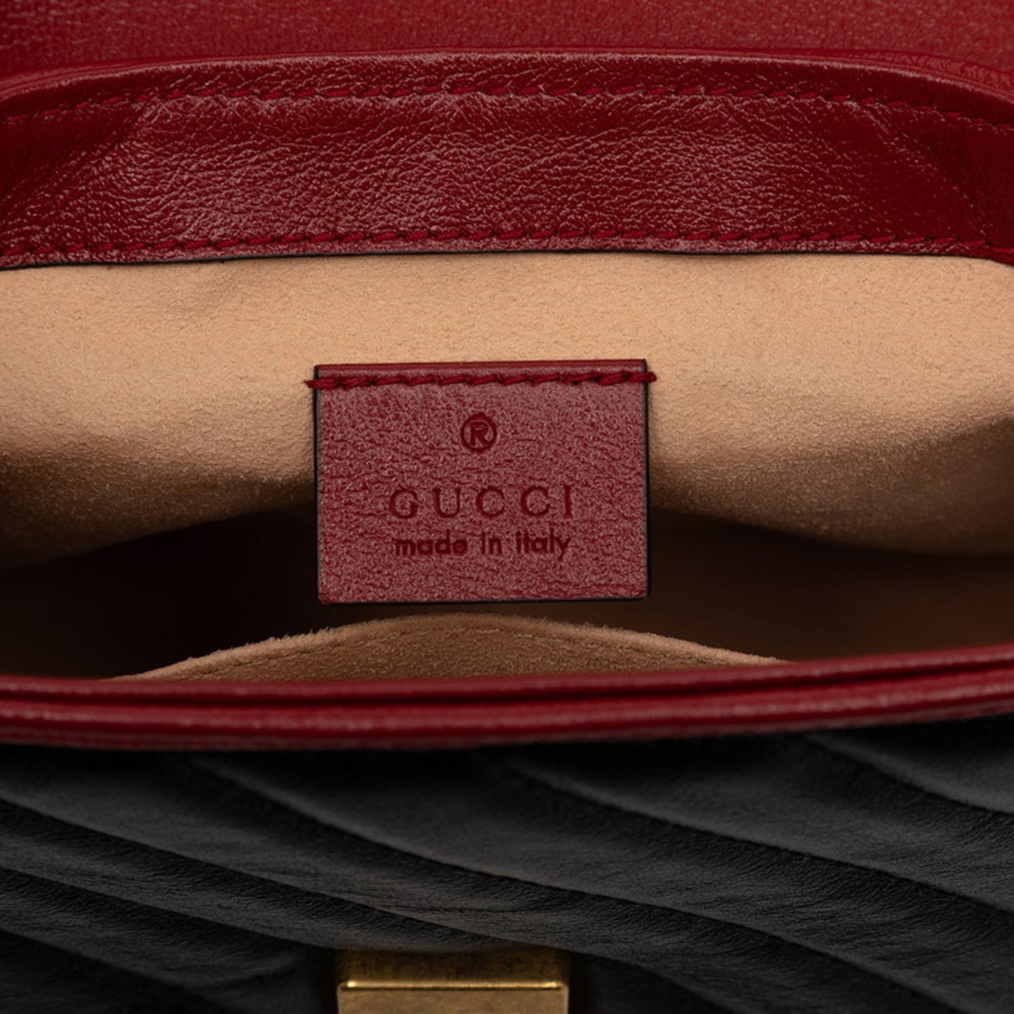 Gucci Black Red Color Leather Shoulder Bag ( )