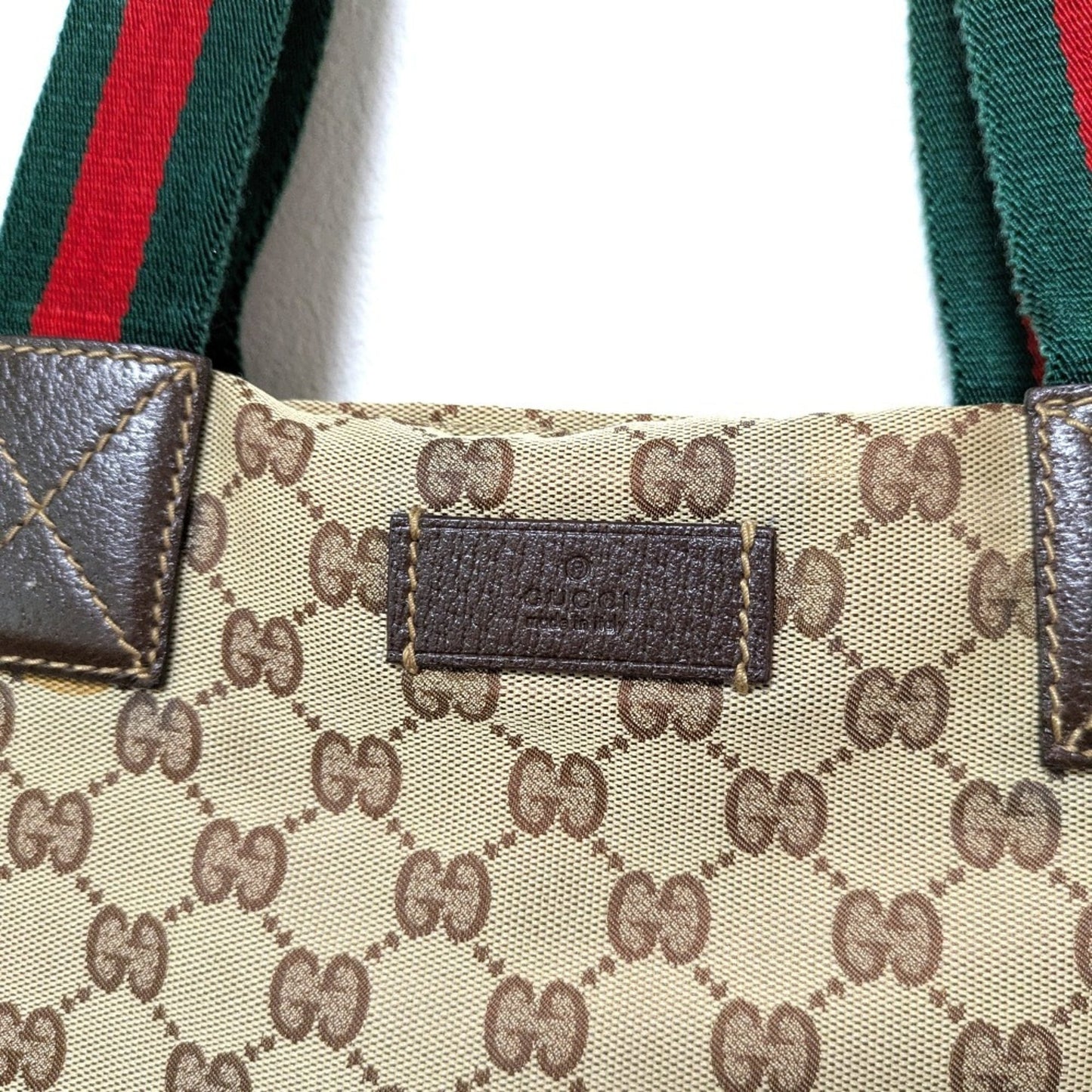 Gucci Sherry Line Beige Nylon Tote Bag ( )