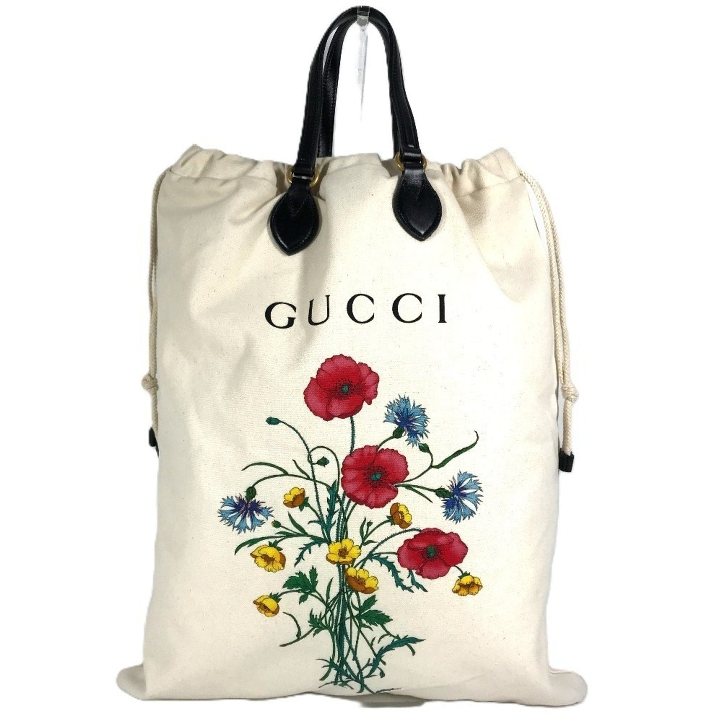 Gucci Black White Leather Canvas Shoulder Bag Tote Bag ( )