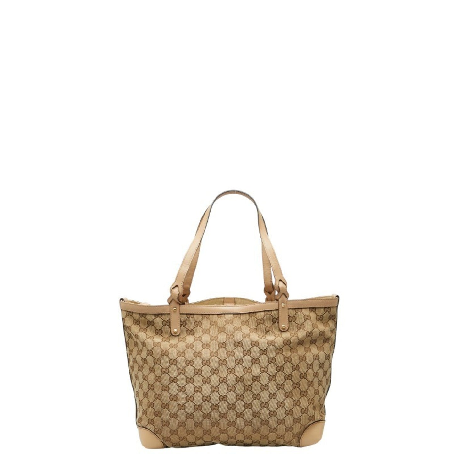 Gucci Gg Canvas Beige Brown Gg Canvas Leather Tote Bag ( )