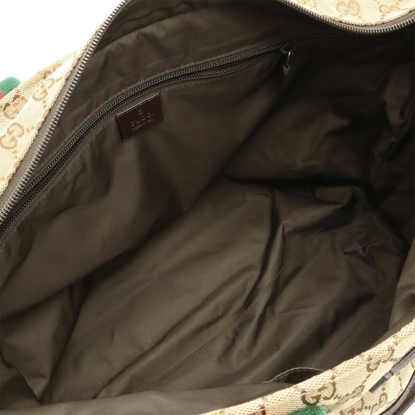 Gucci Beige Khaki Red Color Gg Canvas Leather Shoulder Bag Tote Bag ( )