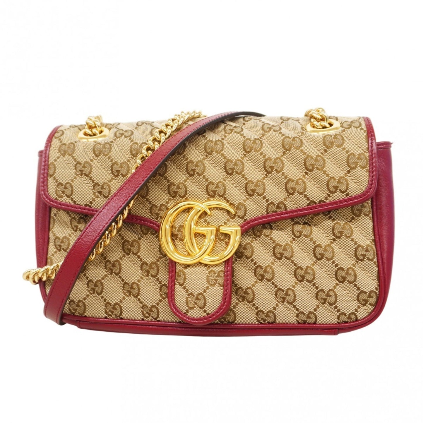 Gucci Brown Red Color Canvas Shoulder Bag ( )