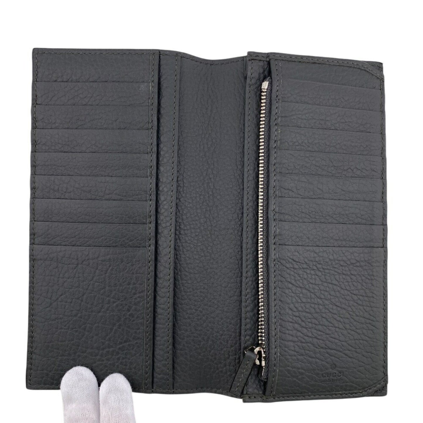 Gucci Gray Leather Long Wallet (Bi-Fold) ( )