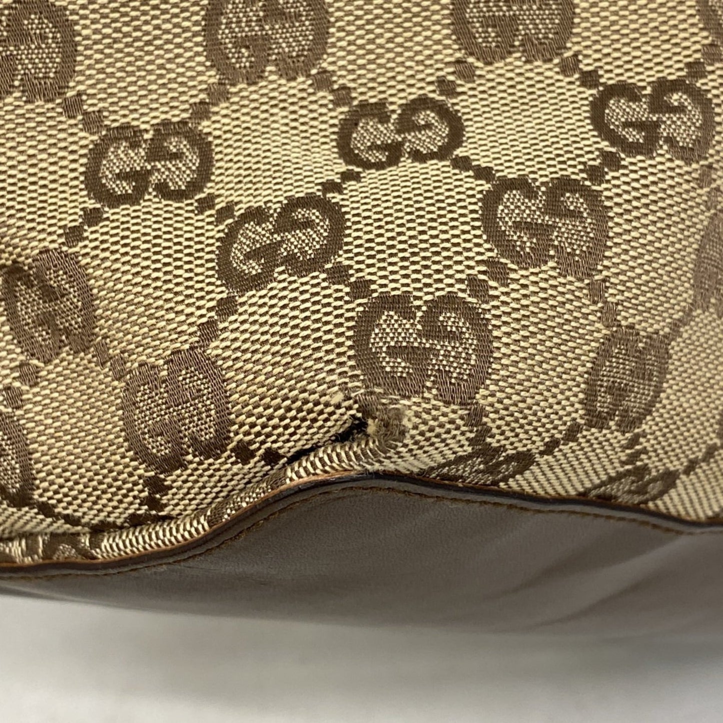 Gucci Beige Brown Canvas Tote Bag ( )