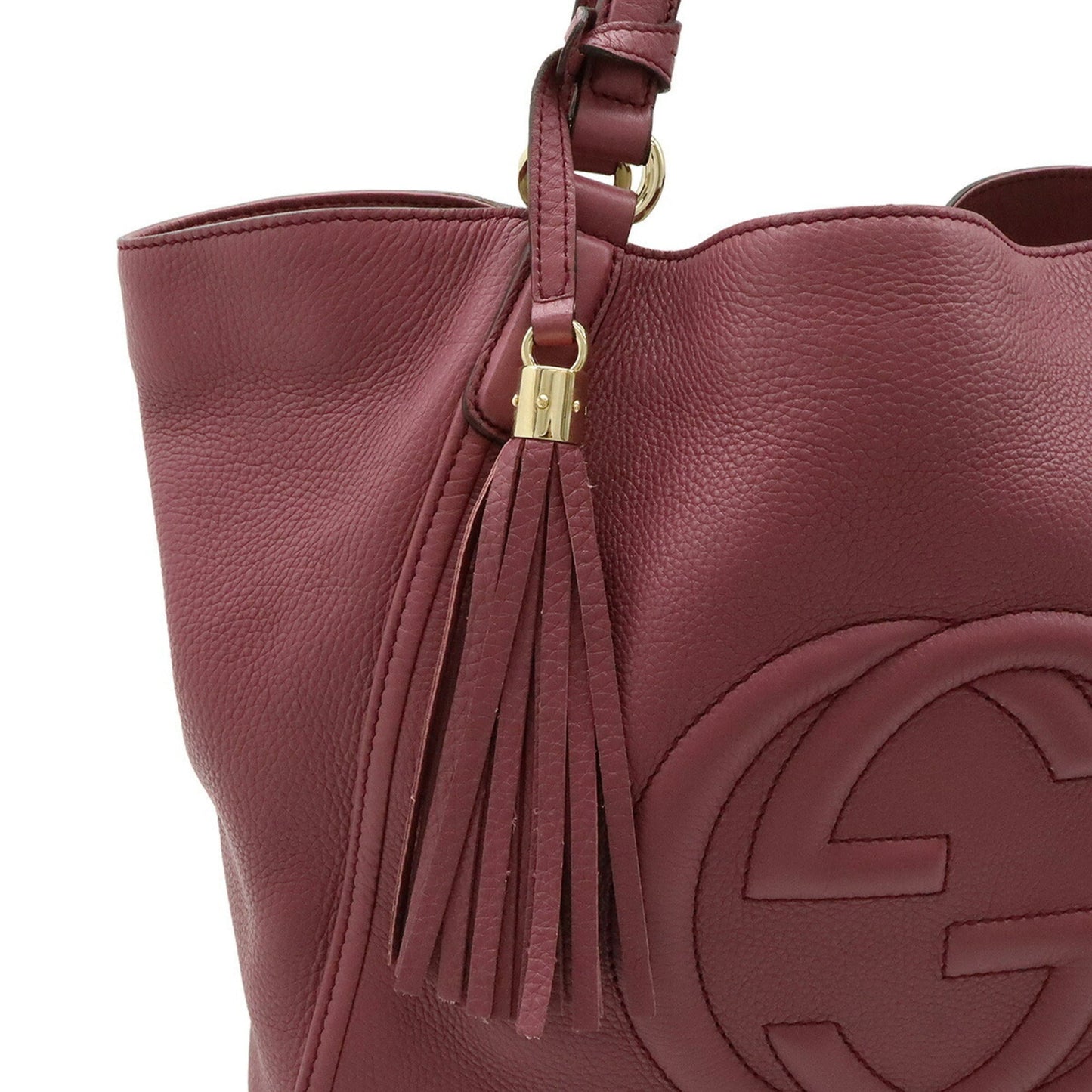 Gucci Pink Purple Leather Shoulder Bag Tote Bag ( )