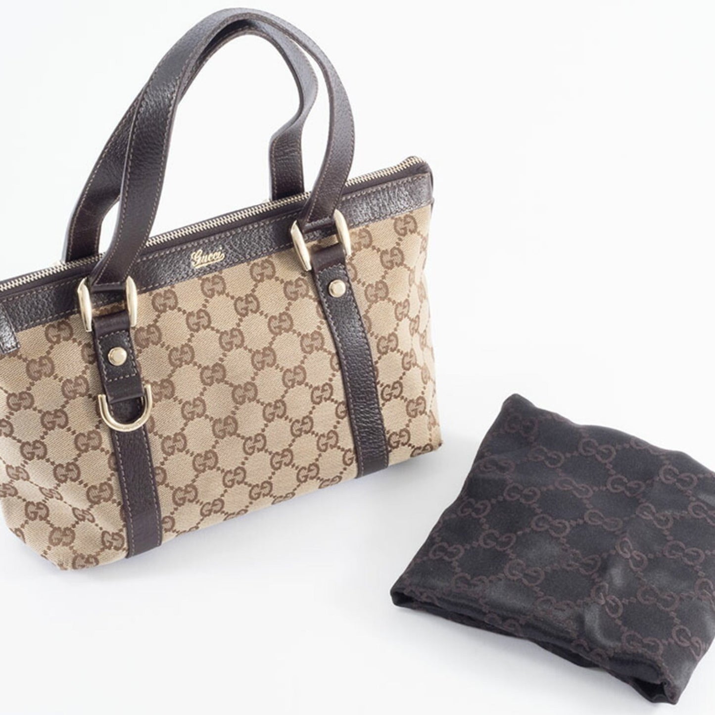 Gucci Gg Canvas Beige Brown Gg Canvas Leather Tote Bag ( )