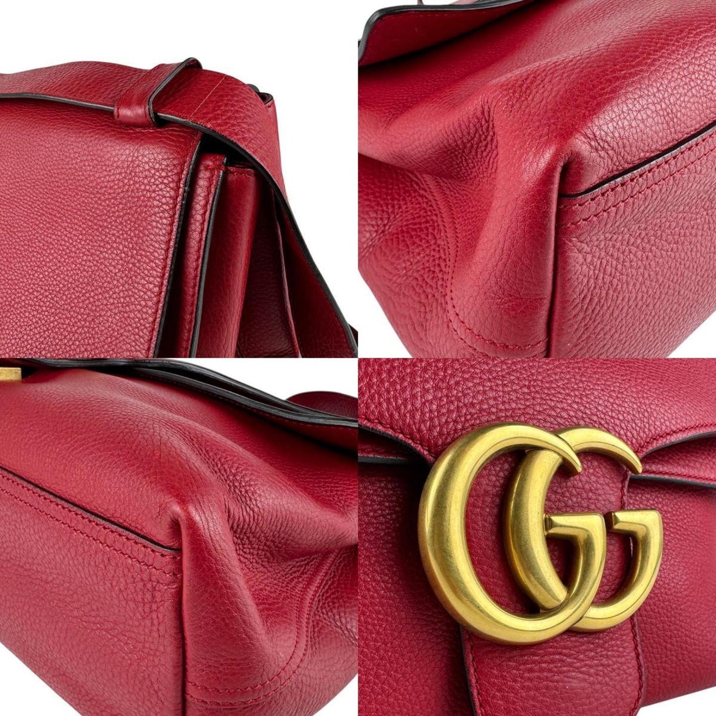 Gucci Red Color Leather Shoulder Bag ( )