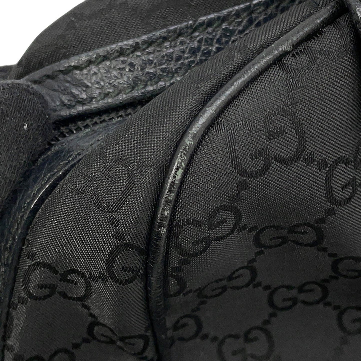 Gucci Sherry Line Black Nylon Leather Handbag ( )