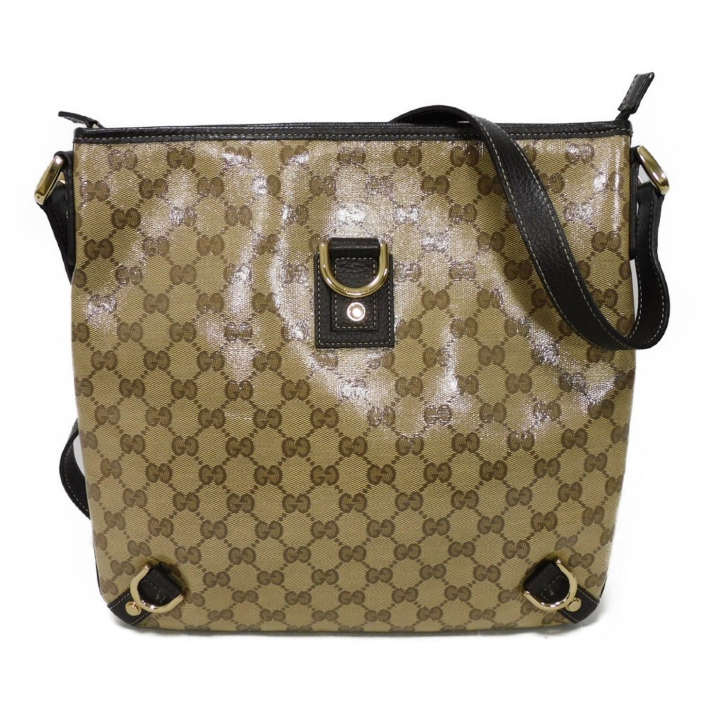 Gucci Beige Vinyl Coating Gg Crystal Canvas Messenger Bag Shoulder Bag