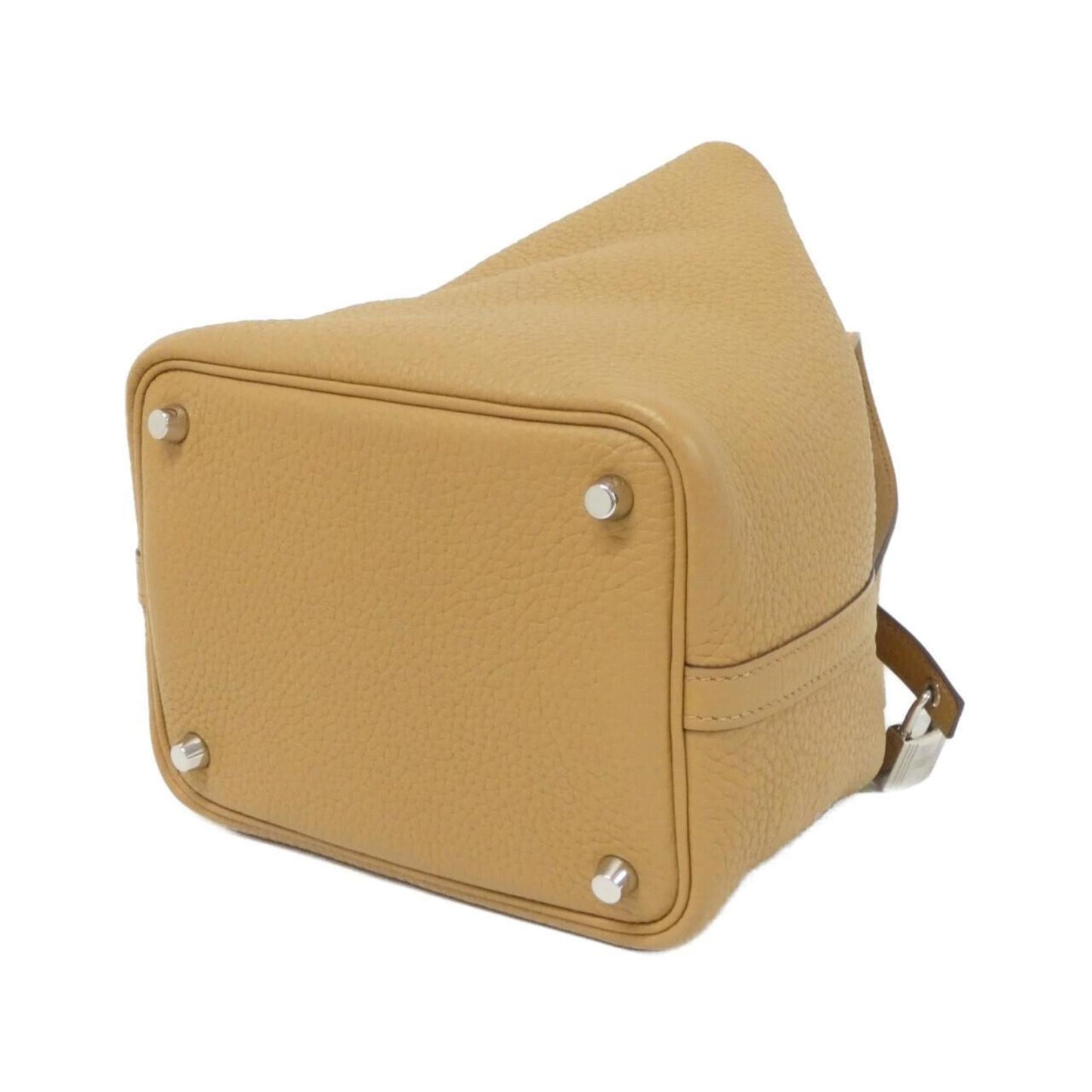 Hermes Mini Beige Gold Gold Brown Taurillon Clemence Leather Handbag ( )
