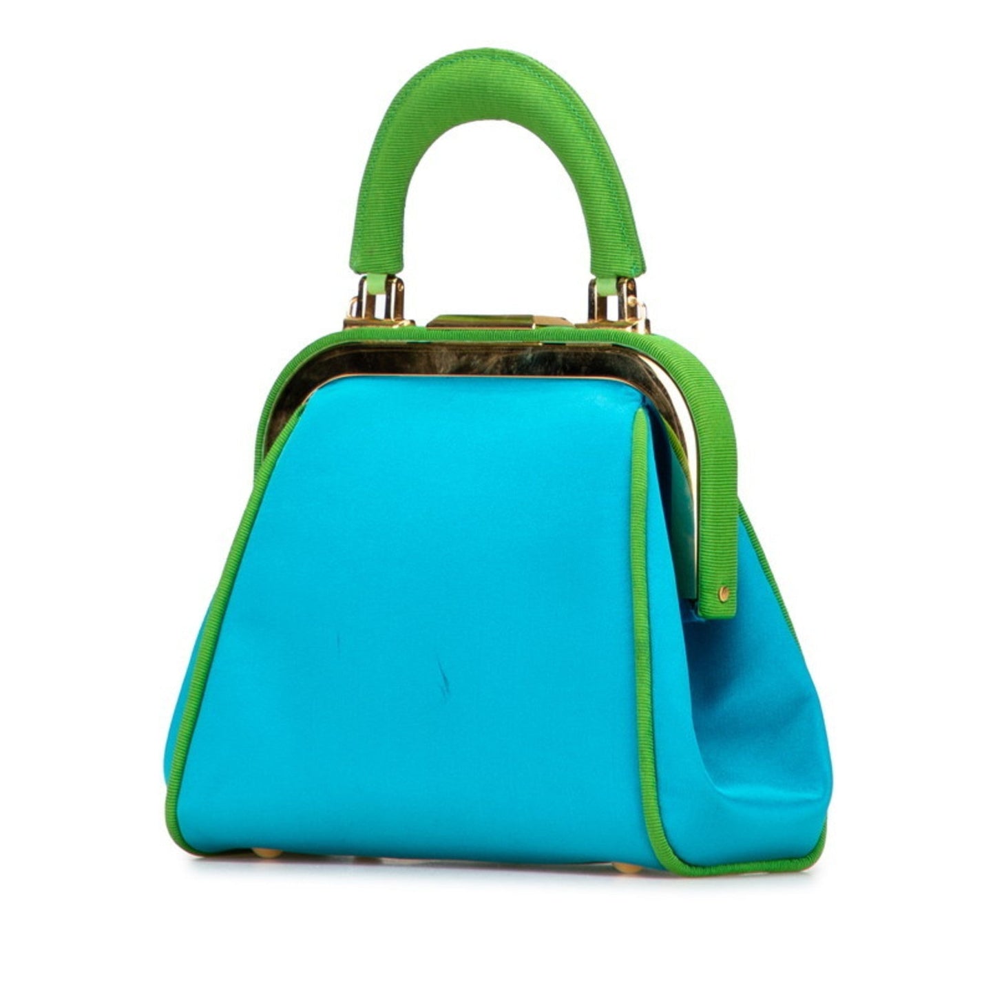 Christian Dior Green Blue Green Canvas Satin Handbag Shoulder Bag ()