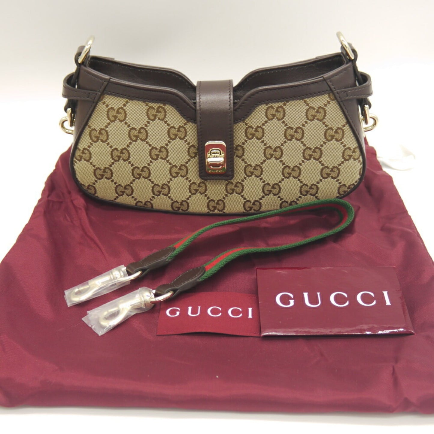 Gucci Beige Gg Canvas Leather Shoulder Bag ( )
