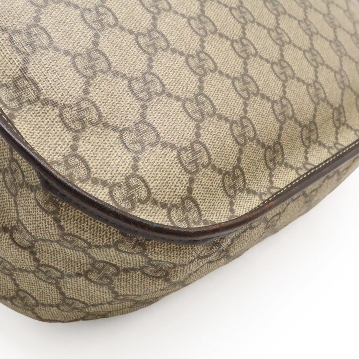 Gucci Beige Dark Brown Gg Supreme Leather Shoulder Bag ( )