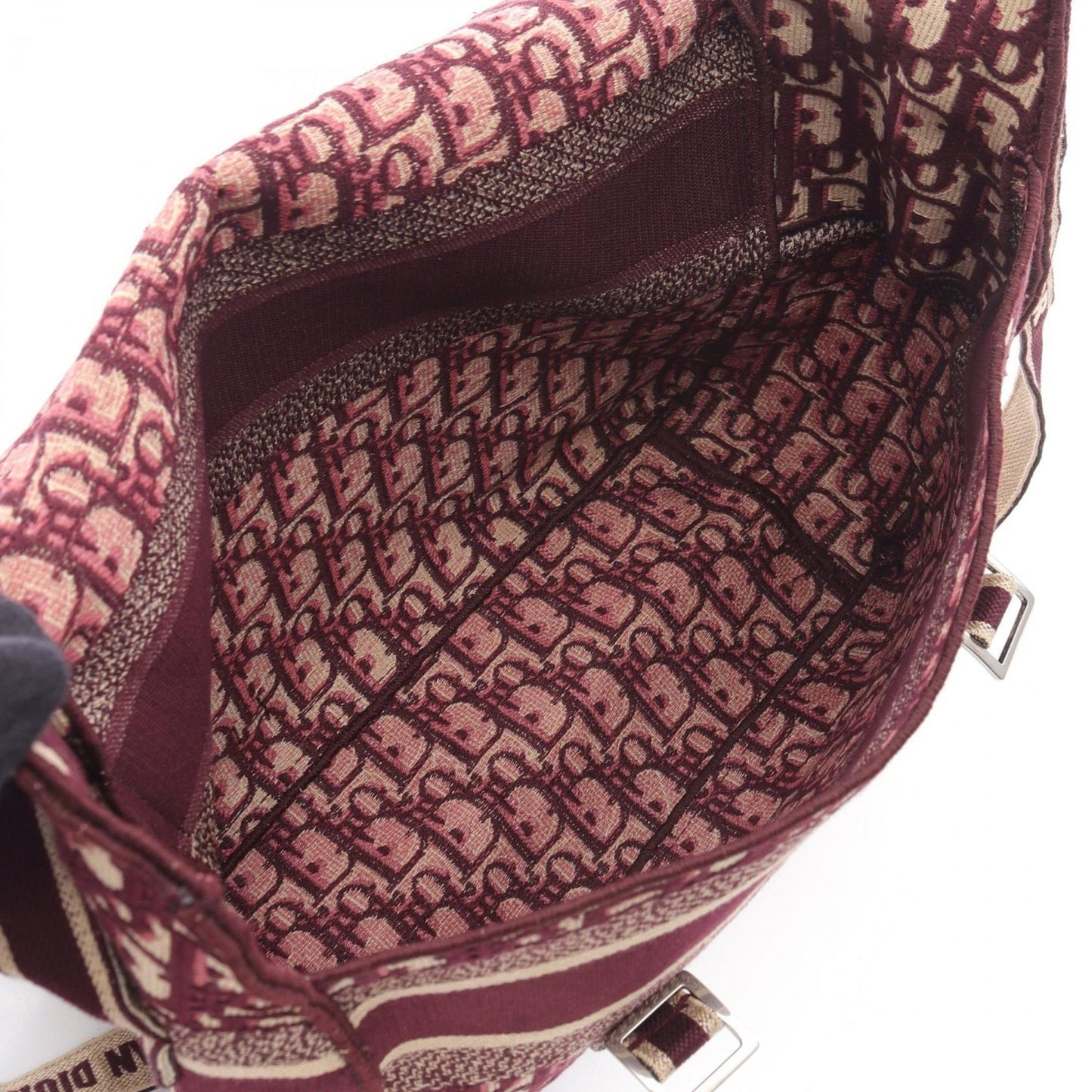 Christian Dior Beige Bordeaux Canvas Leather Shoulder Bag ()