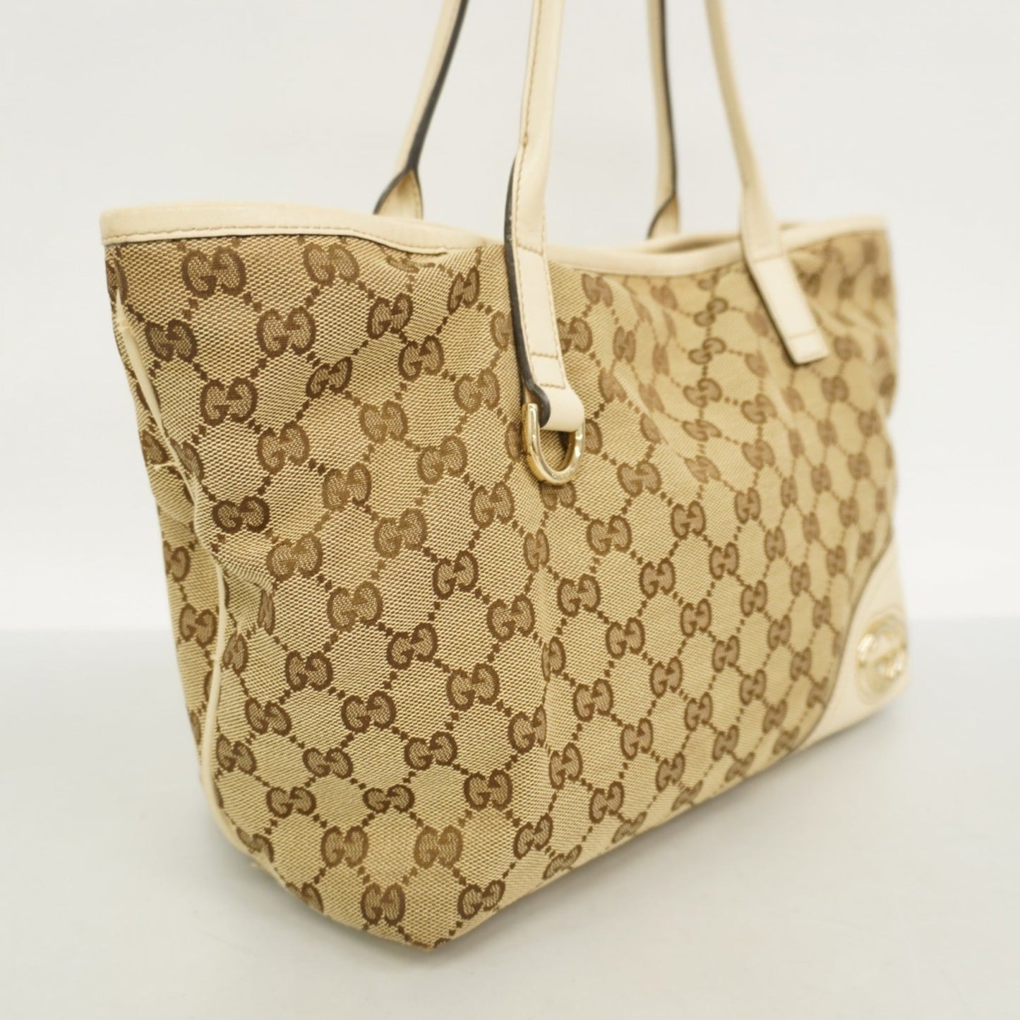 Gucci Beige Brown Canvas Tote Bag ( )