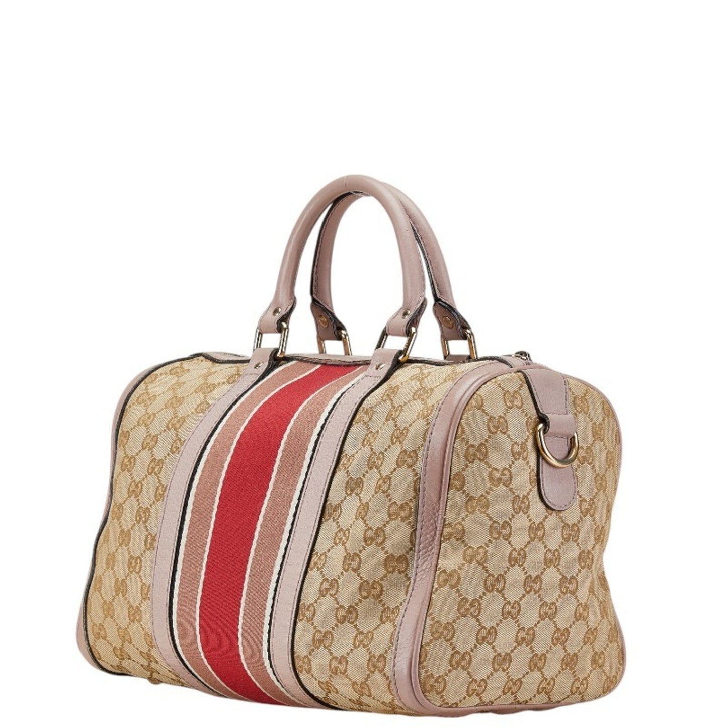 Gucci Beige Pink Canvas Leather Handbag Shoulder Bag ( )