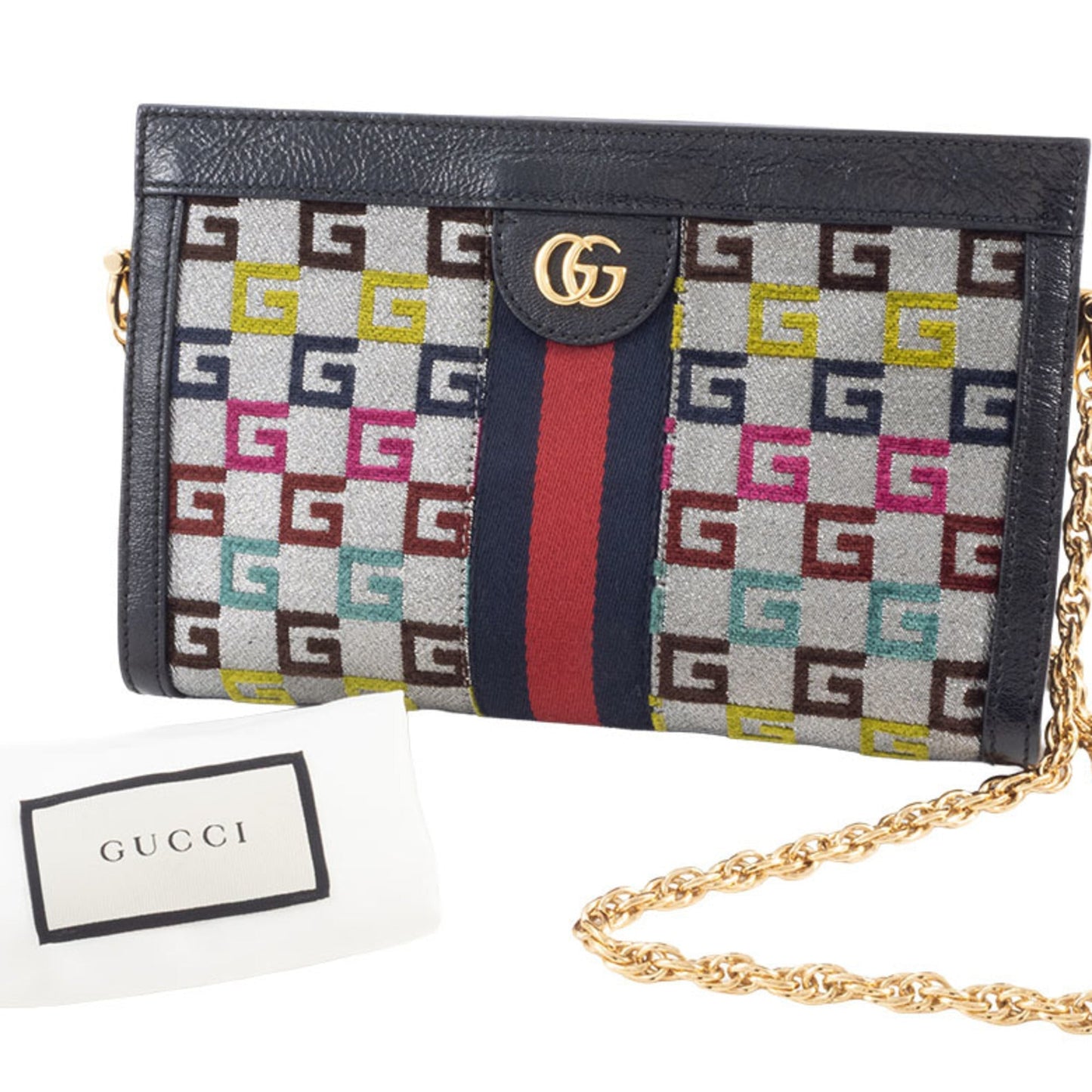 Gucci Multi-Color Canvas Leather Shoulder Bag ( )