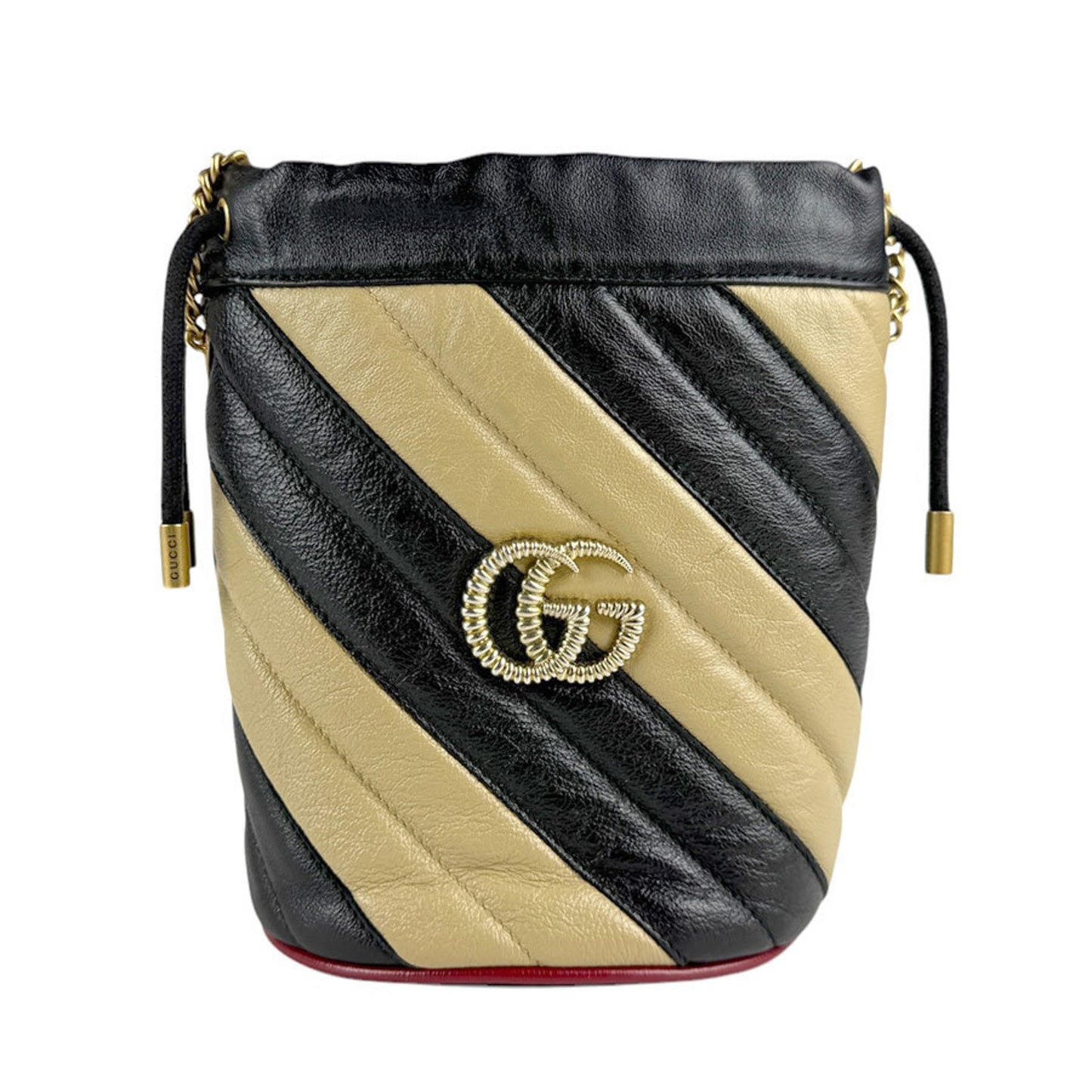 Gucci Beige Black Leather Shoulder Bag ( )