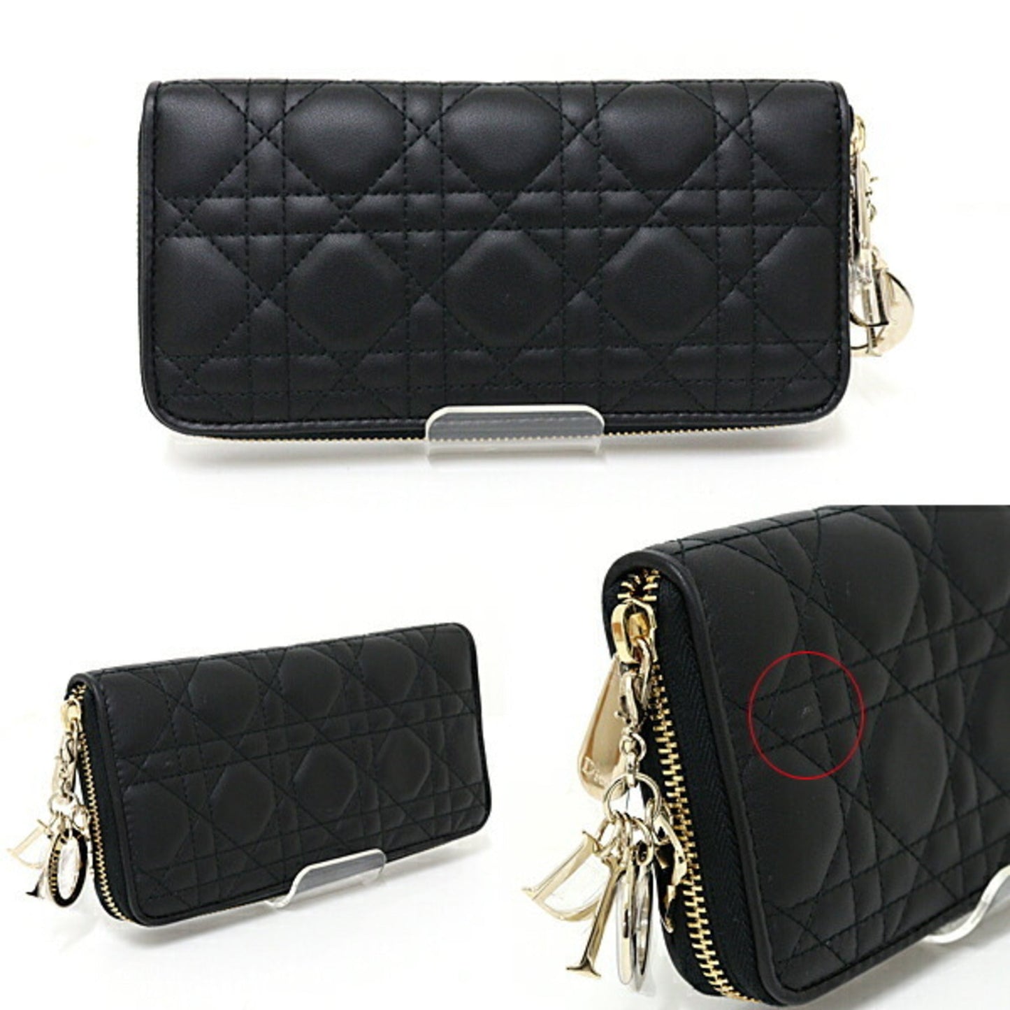 Christian Dior Black Leather Long Wallet (Bi-Fold) ()