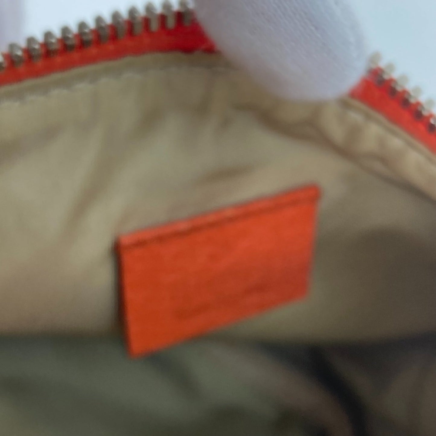 Gucci Beige Orange Leather Canvas Sling Bag ( )