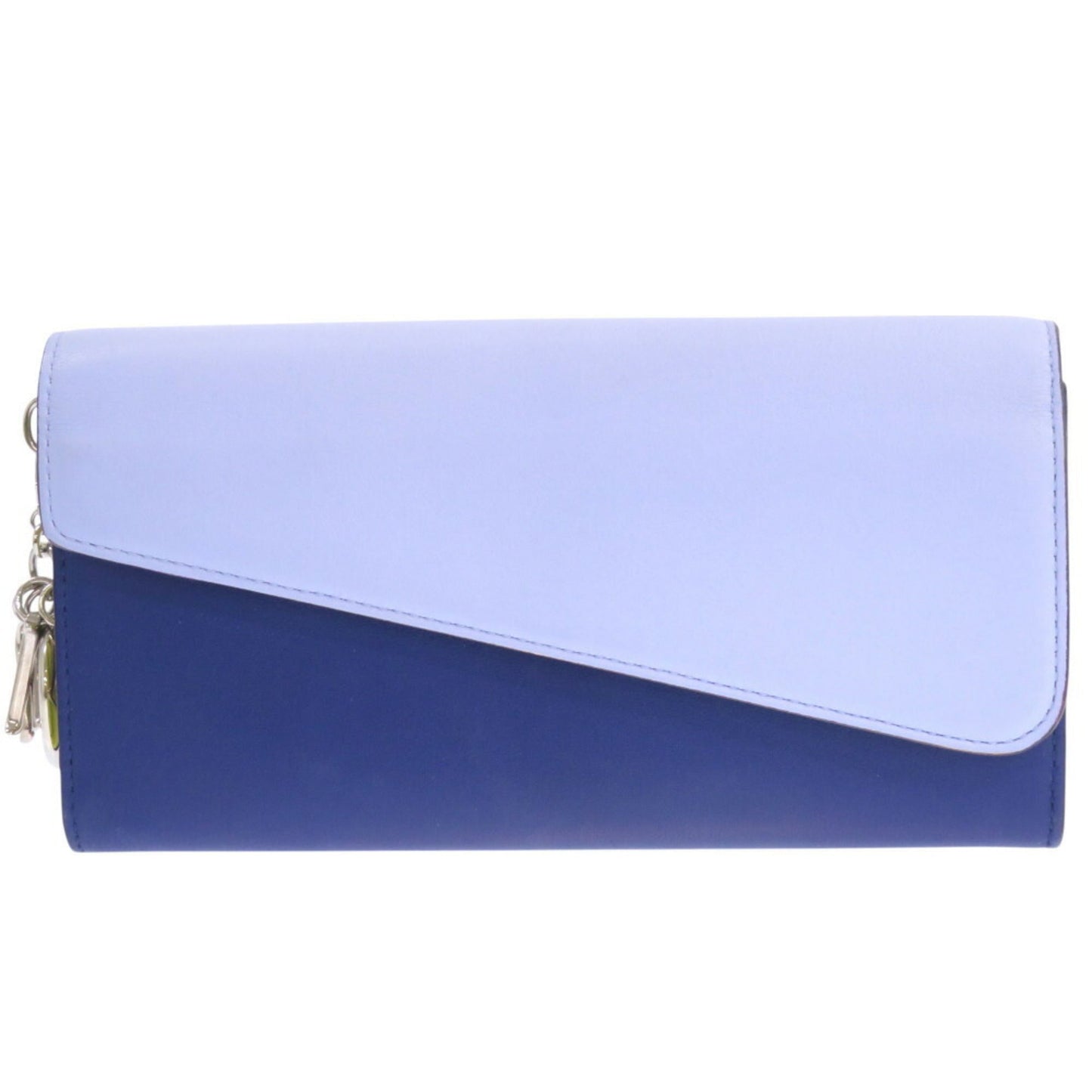 Christian Dior Blue Yellow Leather Long Wallet (Bi-Fold) ()