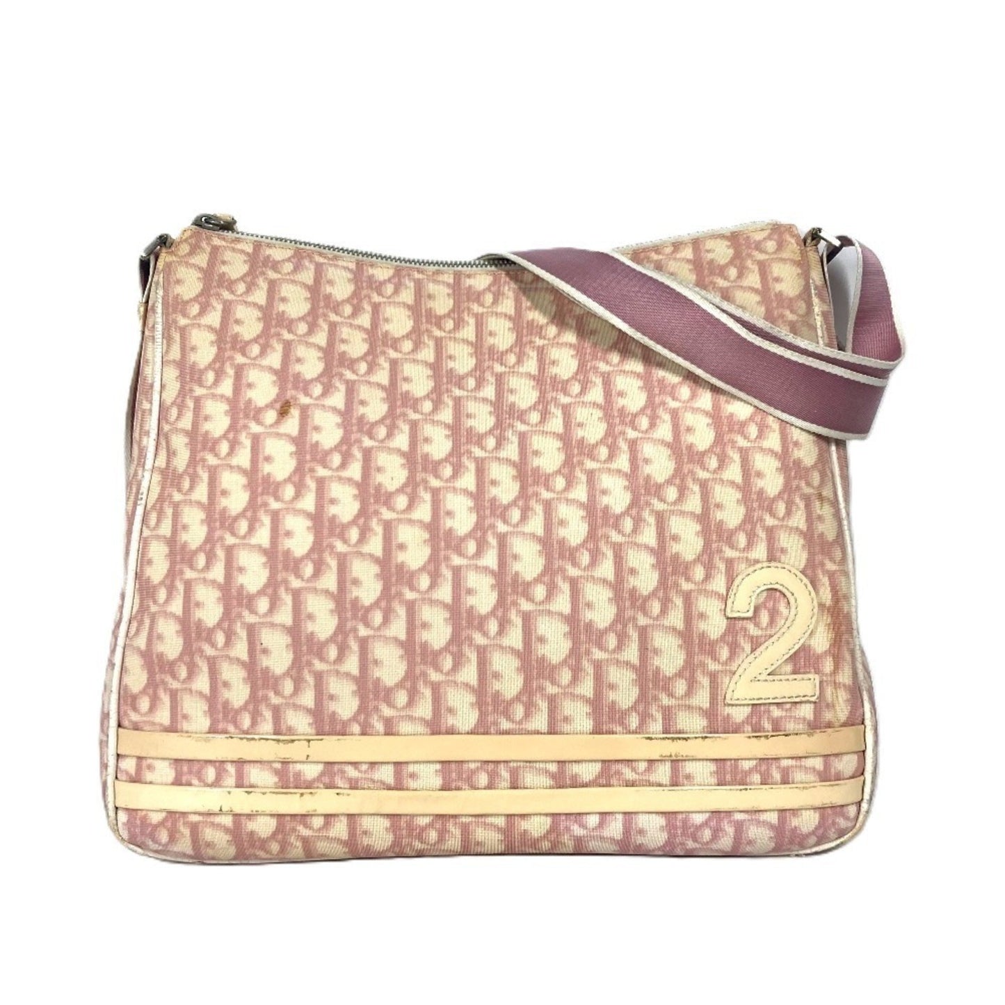 Christian Dior Trotter Pink White Pvc Leather Shoulder Bag ()