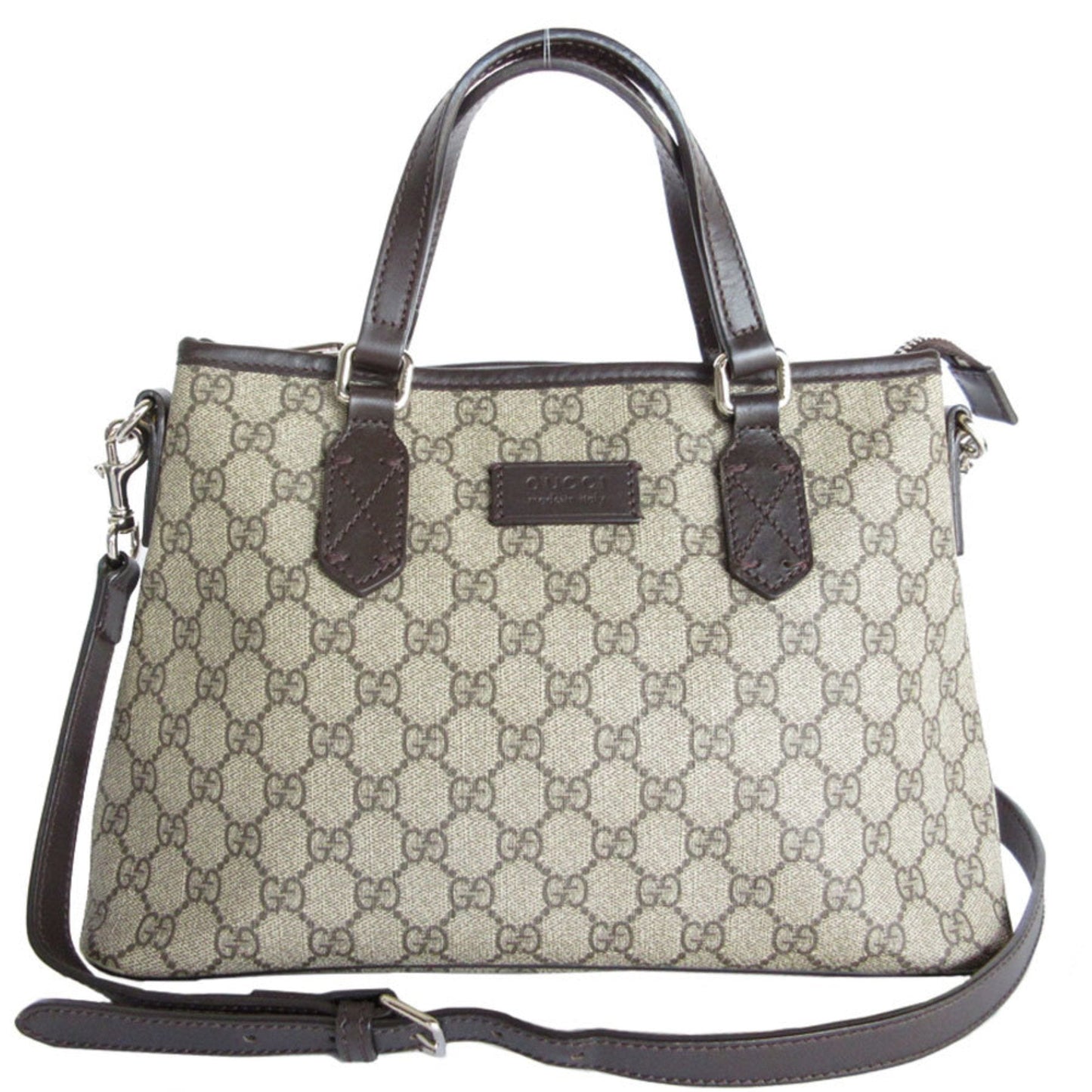 Gucci Beige Brown Pvc Leather Handbag Shoulder Bag