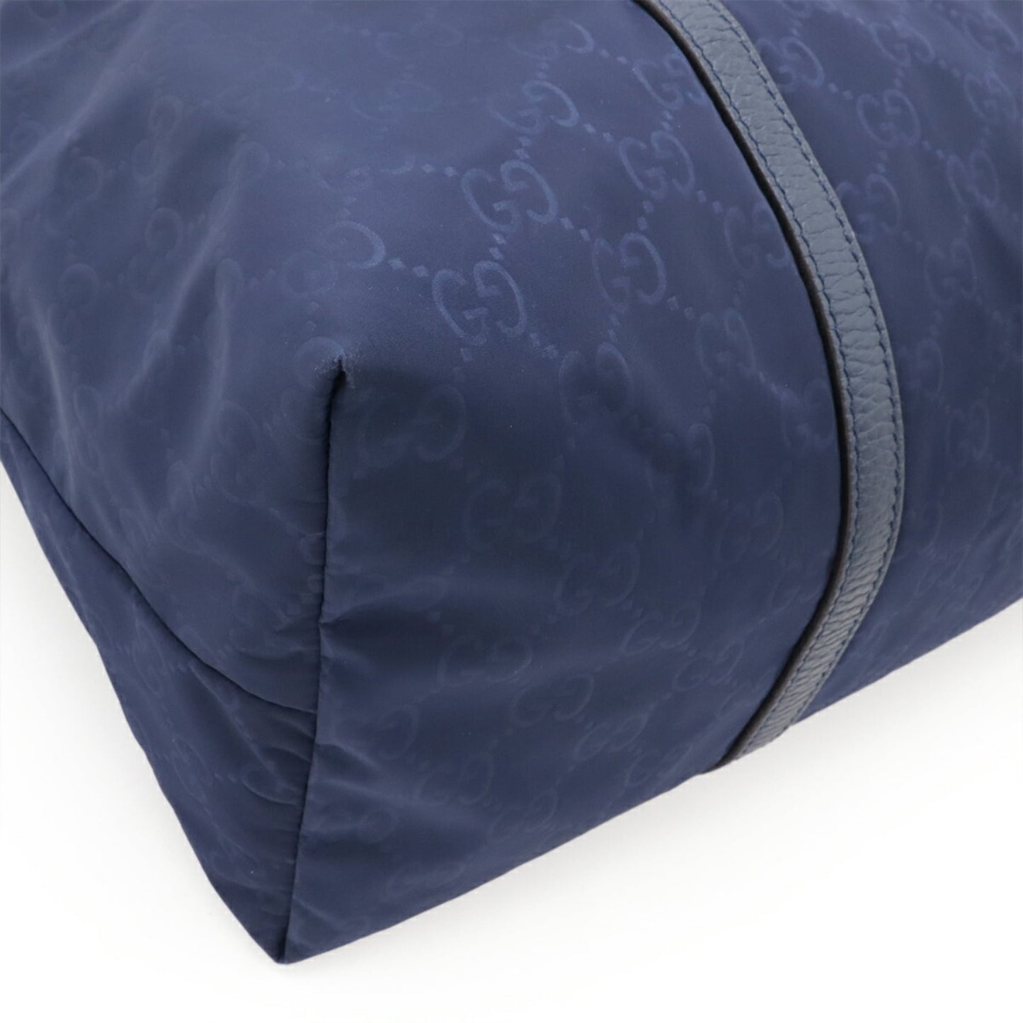 Gucci Blue Nylon Leather Shoulder Bag Tote Bag ( )