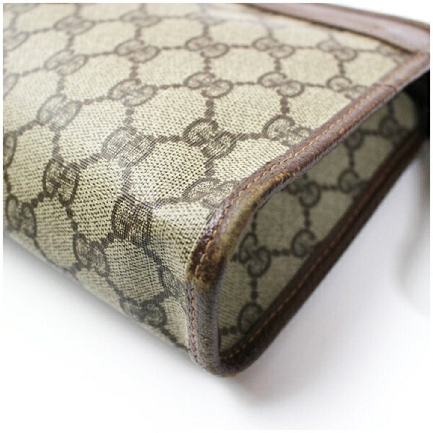 Gucci Beige Brown Pvc Leather Clutch Bag ( )