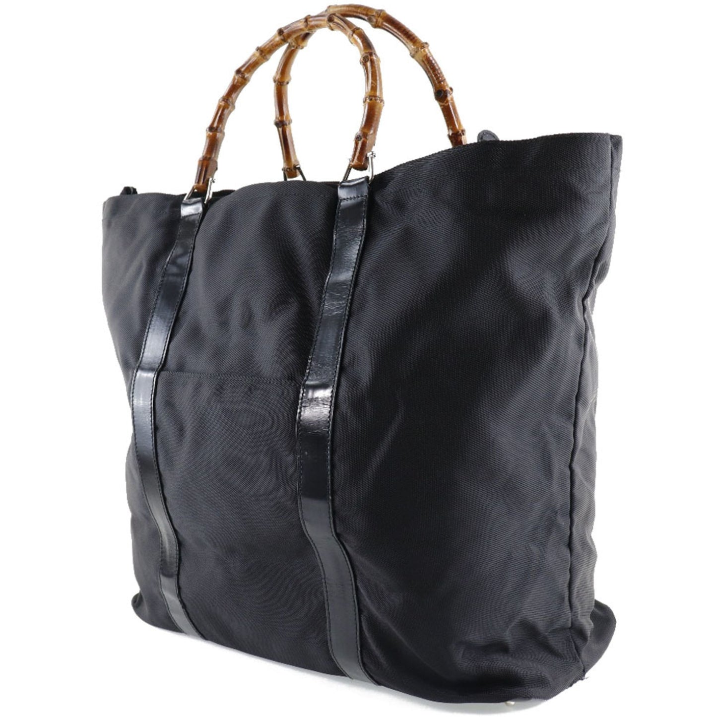Gucci Black Brown Nylon Canvas Tote Bag ( )