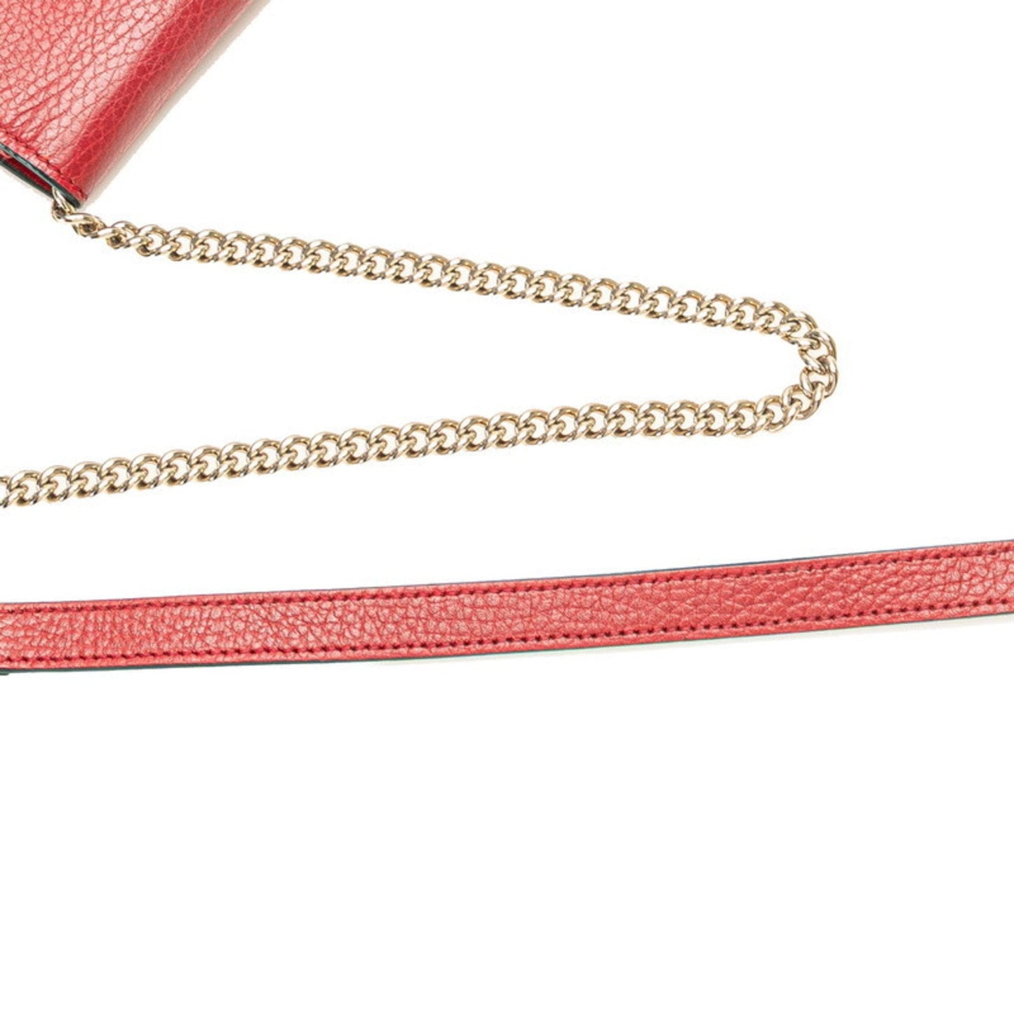Gucci Red Color Leather Chain/Shoulder Wallet ( )