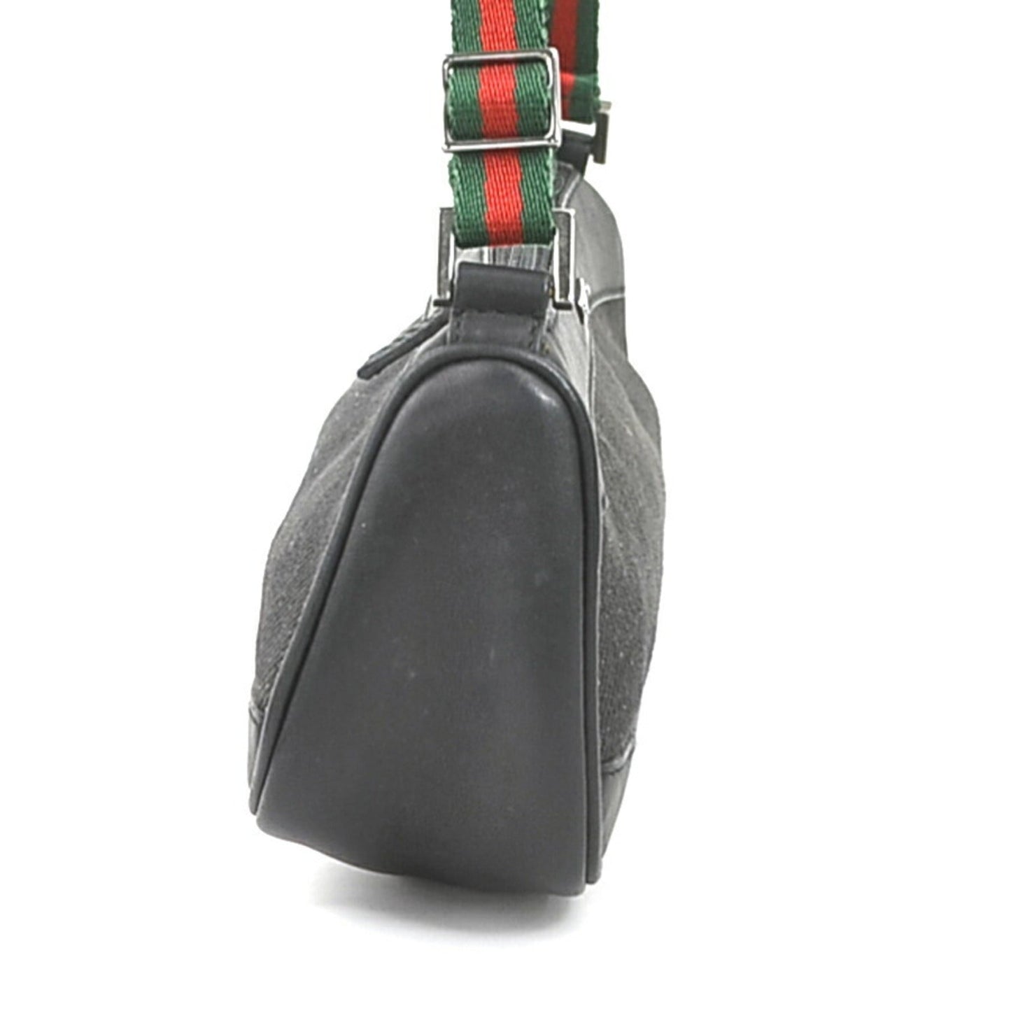 Gucci Black Leather Canvas Handbag ( )