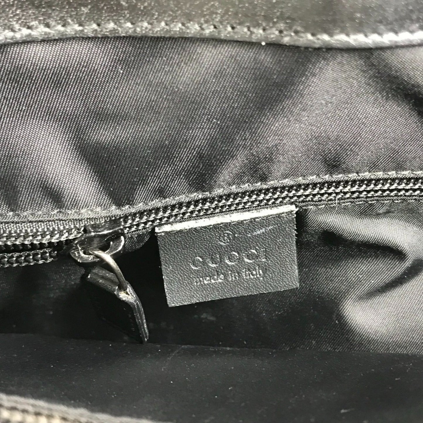Gucci Black Nylon Leather Handbag Tote Bag ( )