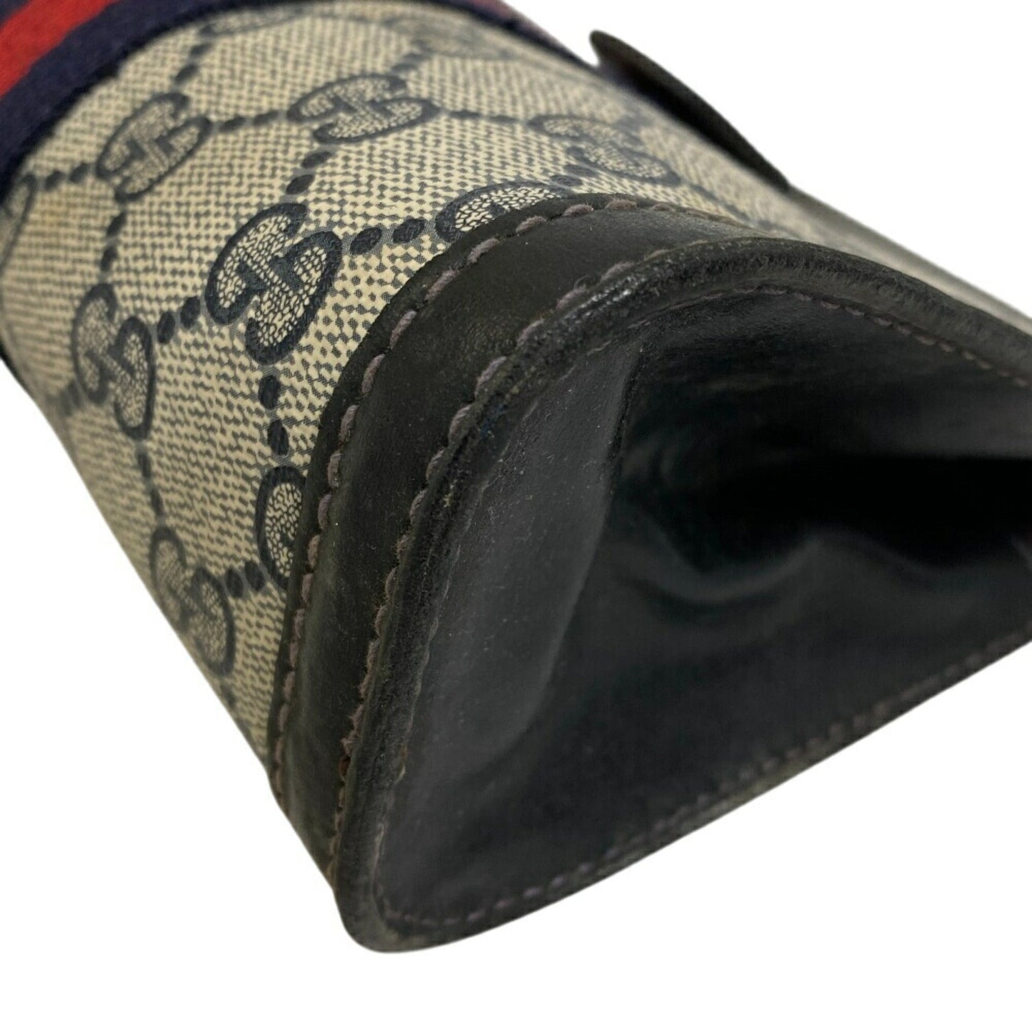 Gucci Brown Navy Gg Supreme Pouch ( )