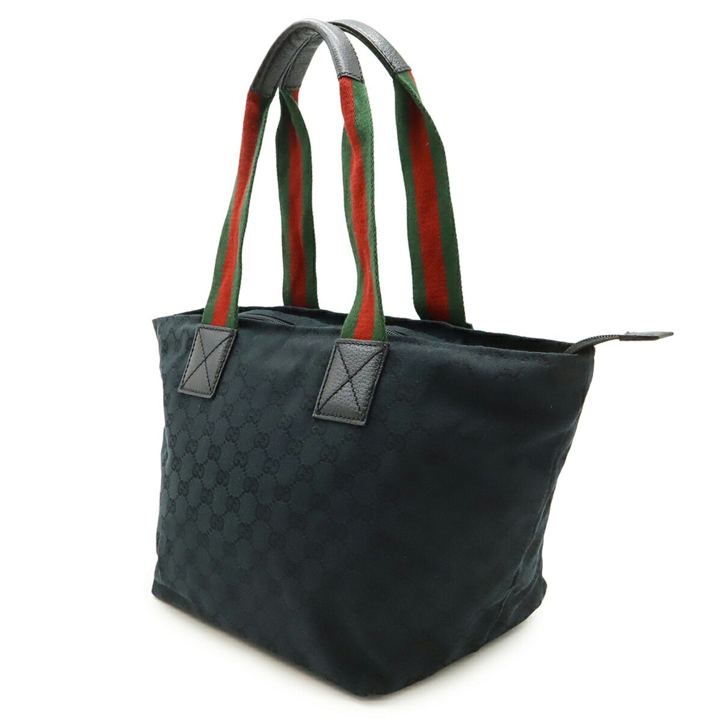 Gucci Black Green Red Color Canvas Leather Shoulder Bag Tote Bag ( )