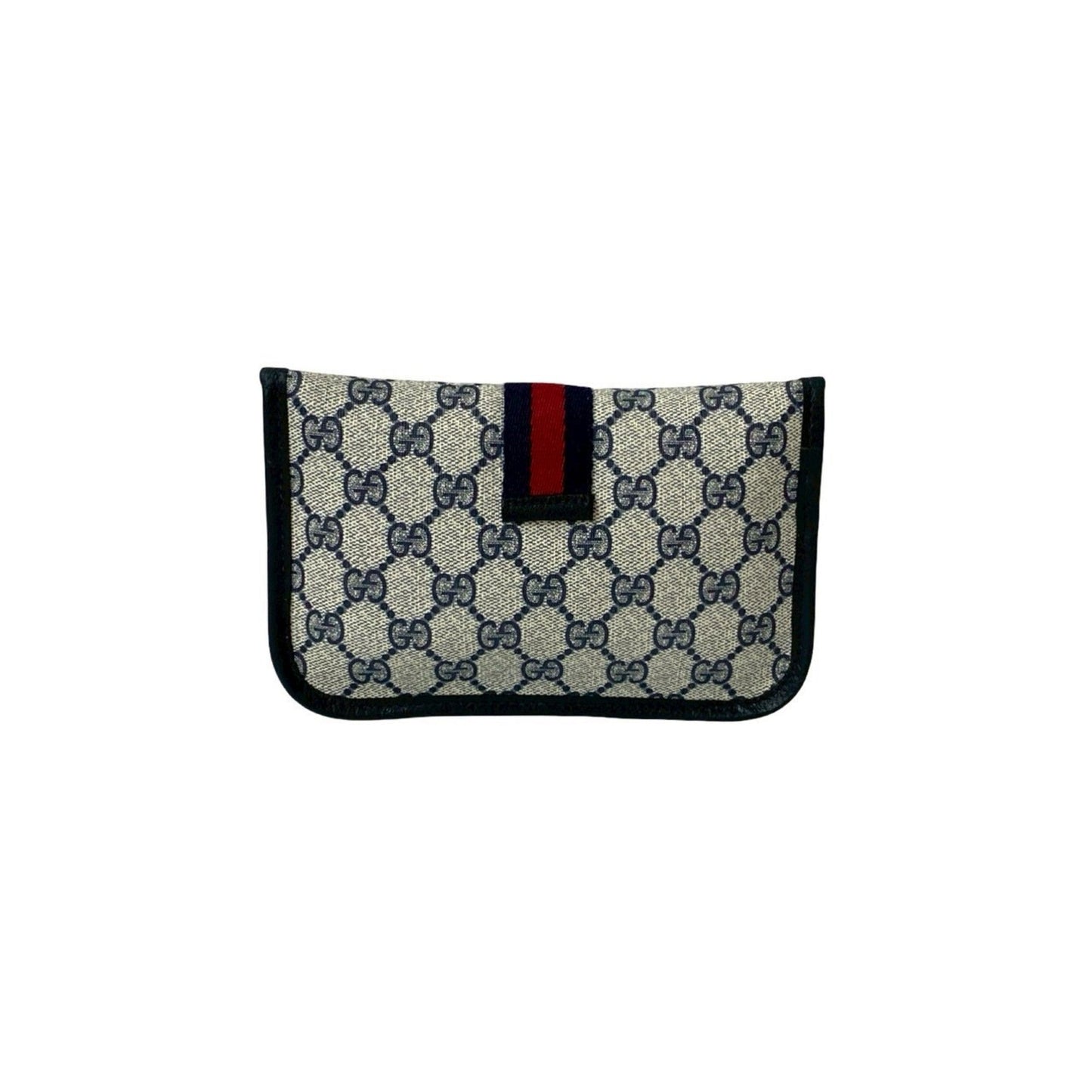 Gucci Navy Red Color Leather Pvc Pouch ( )
