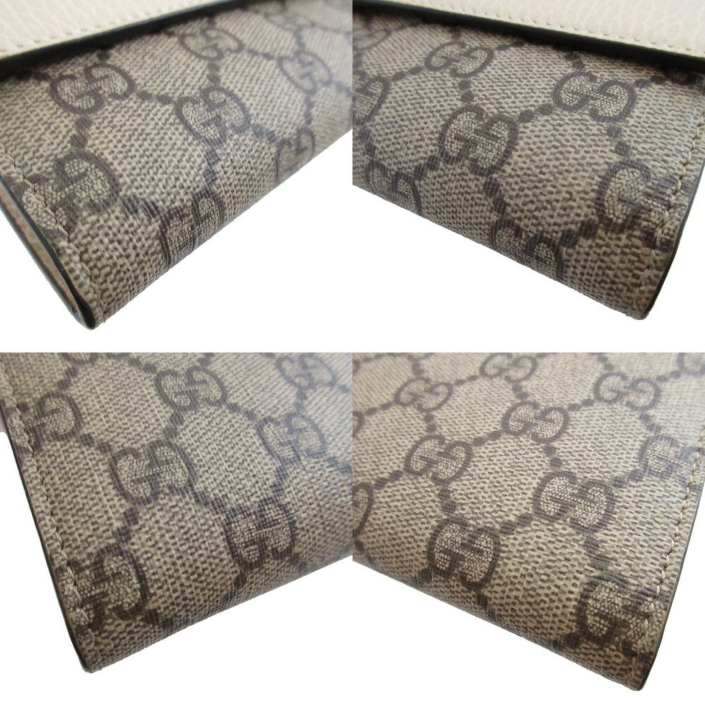 Gucci Beige Ivory Gg Canvas Leather Long Wallet (Bi-Fold) ( )