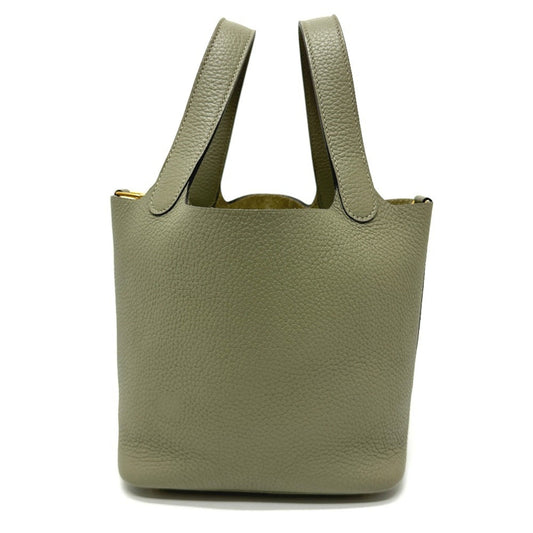 Hermes Picotin Gray Taurillon Clemence Leather Handbag ( )