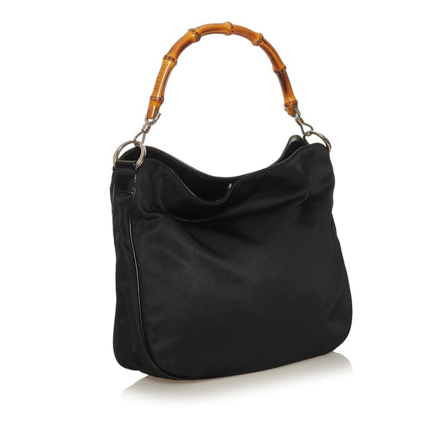 Gucci bamboo handbag shoulder bag 001 1781 1638 black nylon leather ladies GUCCI