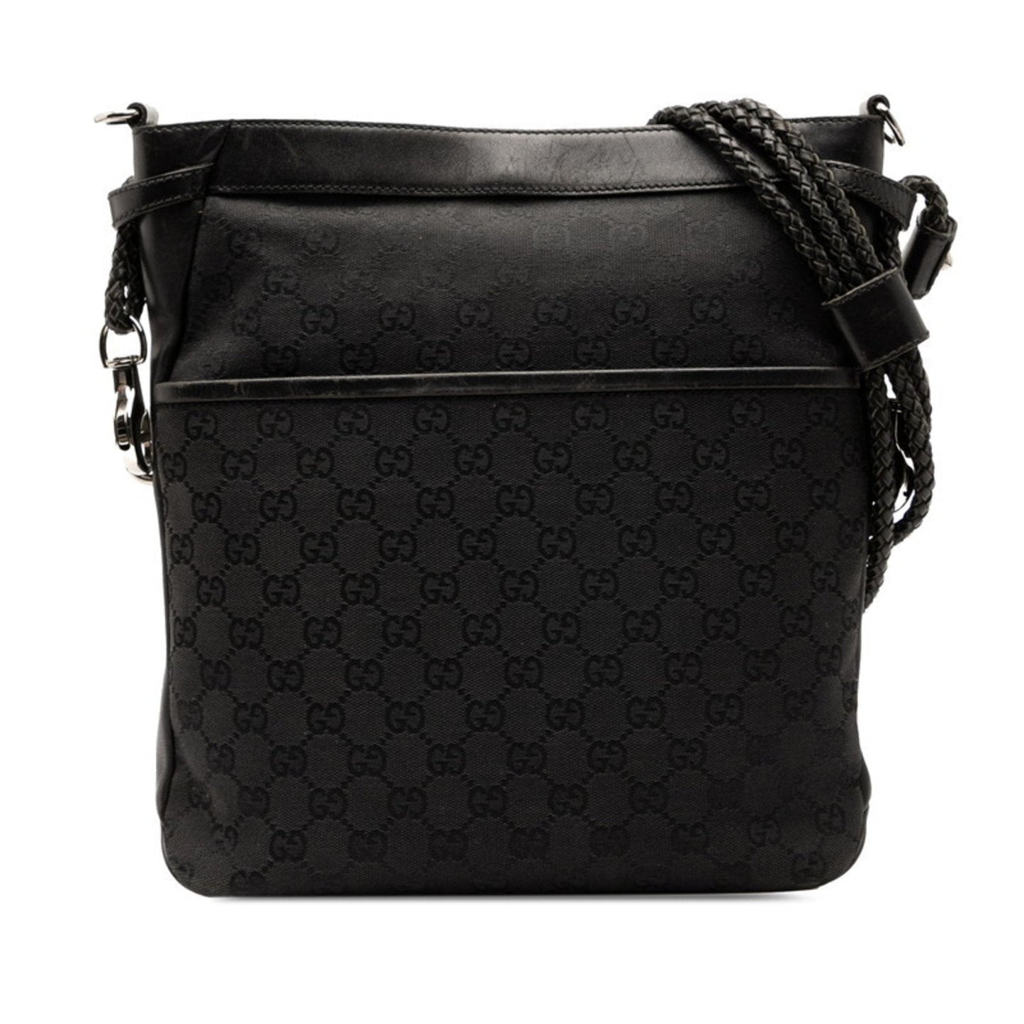 Gucci Black Canvas Leather Shoulder Bag ( )