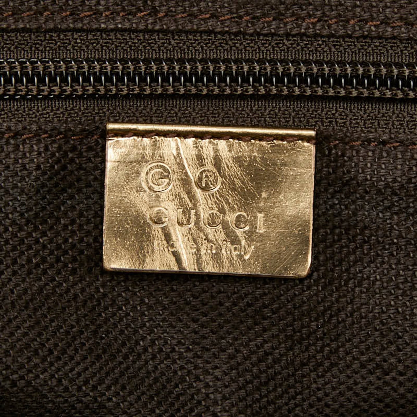 Gucci Beige Gold Canvas Leather Handbag Tote Bag ( )