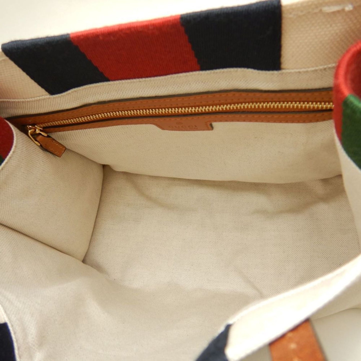 Gucci Brown Ivory Canvas Tote Bag ( )