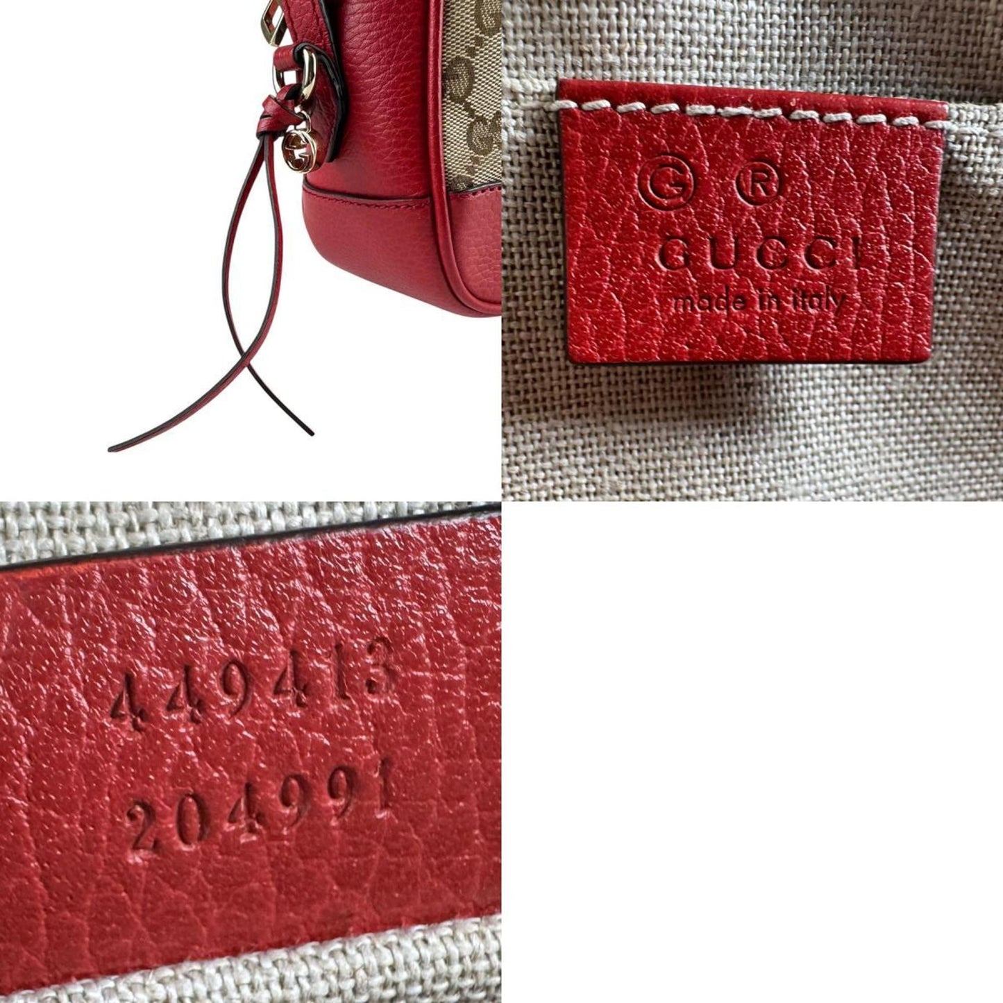Gucci Brown Red Color Gg Canvas Leather Shoulder Bag ( )